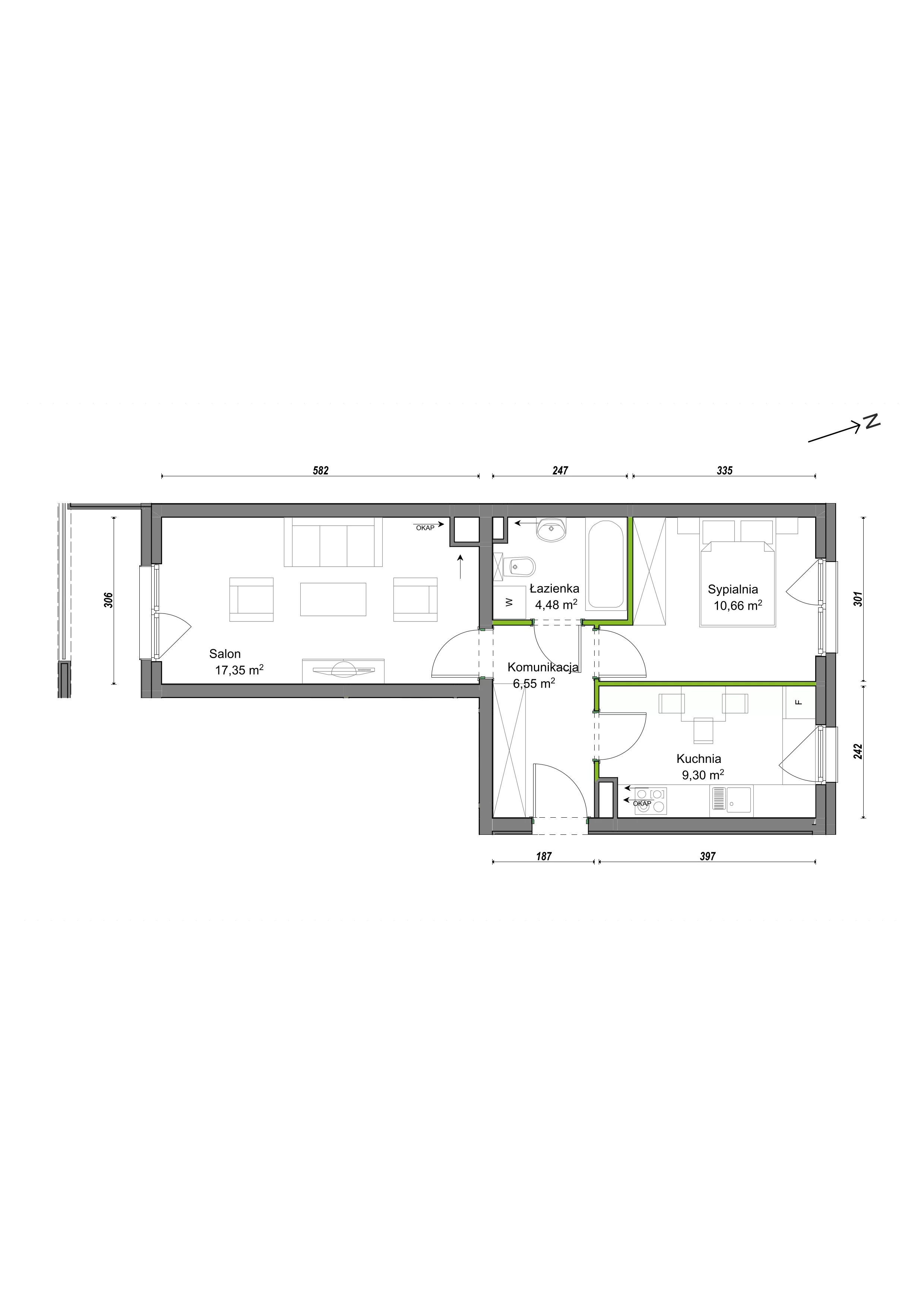 2 pokoje, mieszkanie 48,34 m², piętro 2, oferta nr E2/H/09, Orawska Vita III, Wrocław, Ołtaszyn, Krzyki, ul. Orawska
