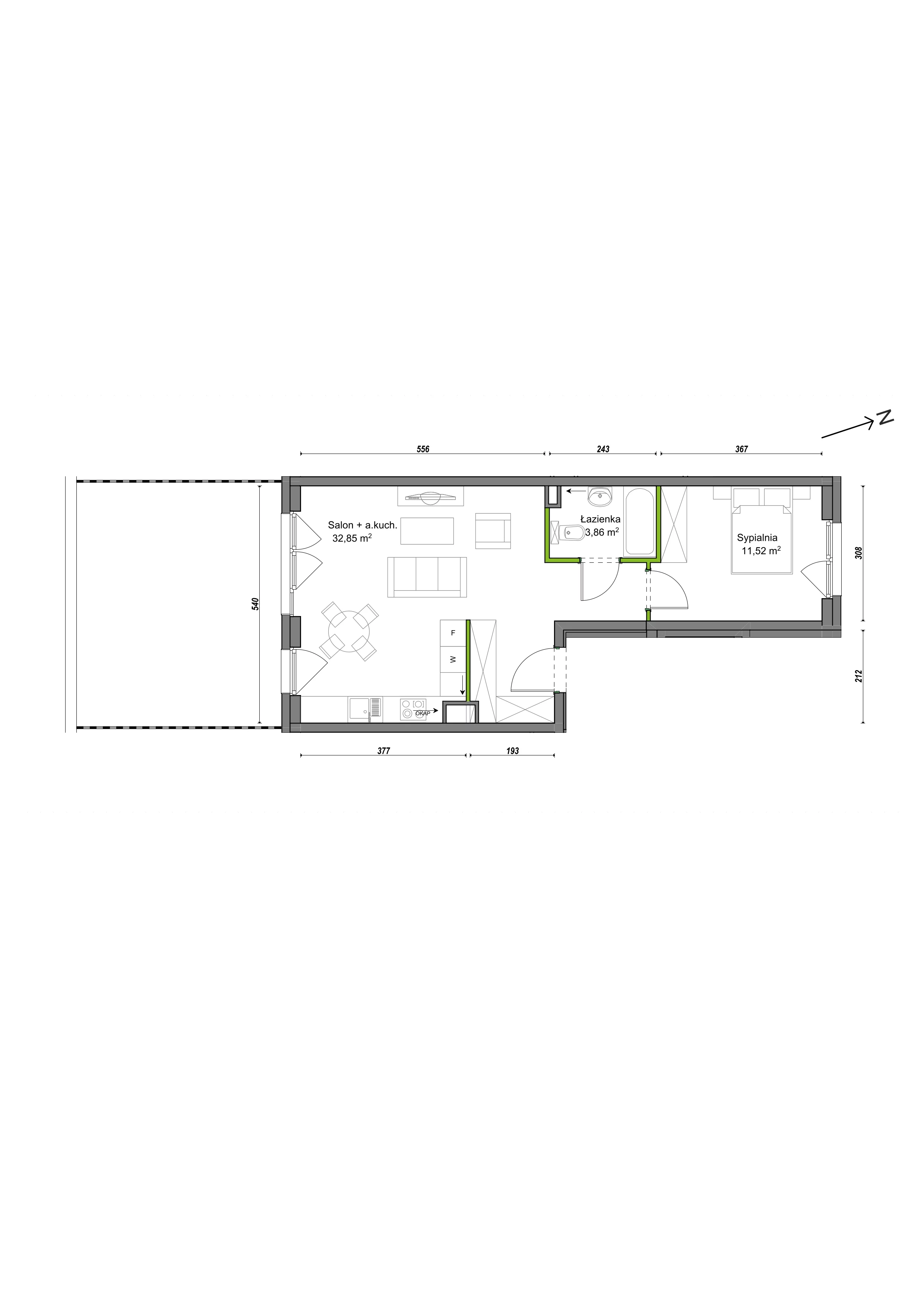 2 pokoje, mieszkanie 48,23 m², parter, oferta nr F1/A/03, Orawska Vita III, Wrocław, Ołtaszyn, Krzyki, ul. Orawska