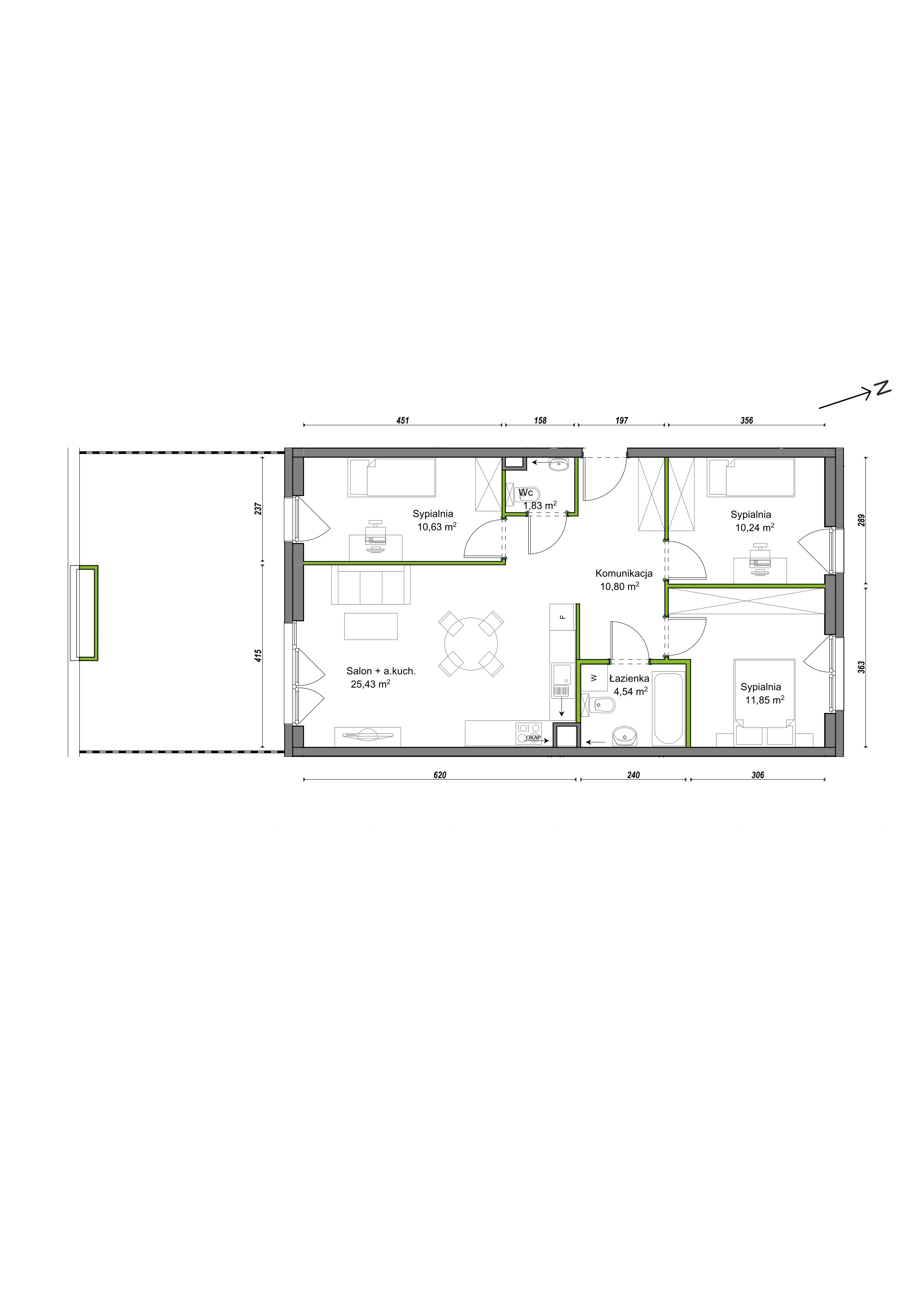 4 pokoje, mieszkanie 75,32 m², parter, oferta nr F1/B/01, Orawska Vita III, Wrocław, Ołtaszyn, Krzyki, ul. Orawska