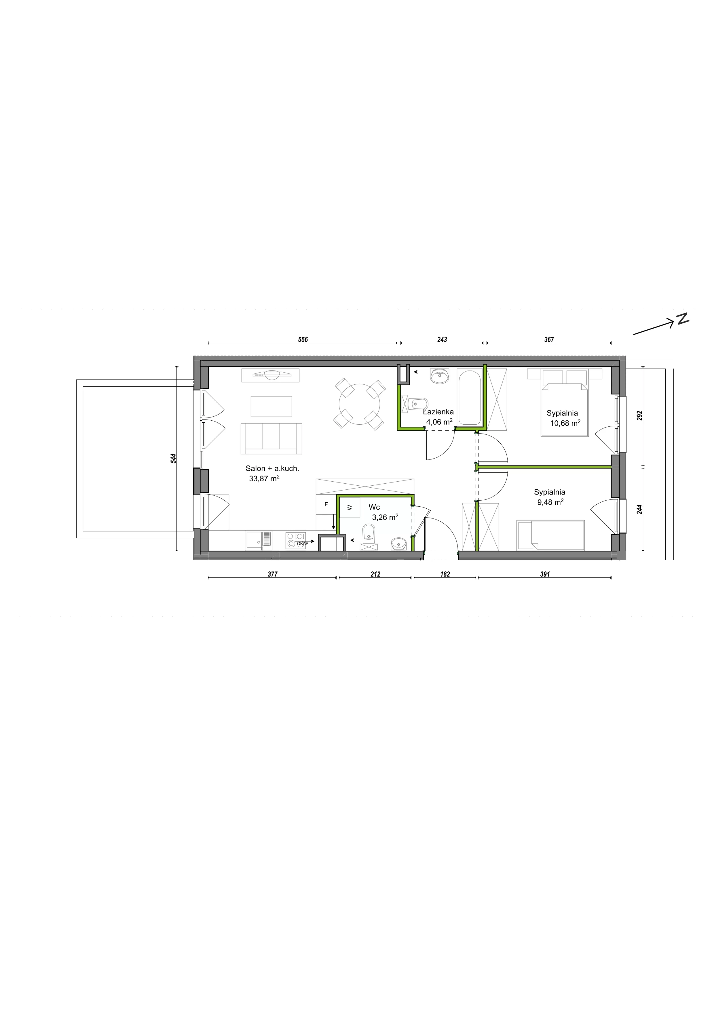 3 pokoje, mieszkanie 61,35 m², parter, oferta nr F1/D/01, Orawska Vita III, Wrocław, Ołtaszyn, Krzyki, ul. Orawska