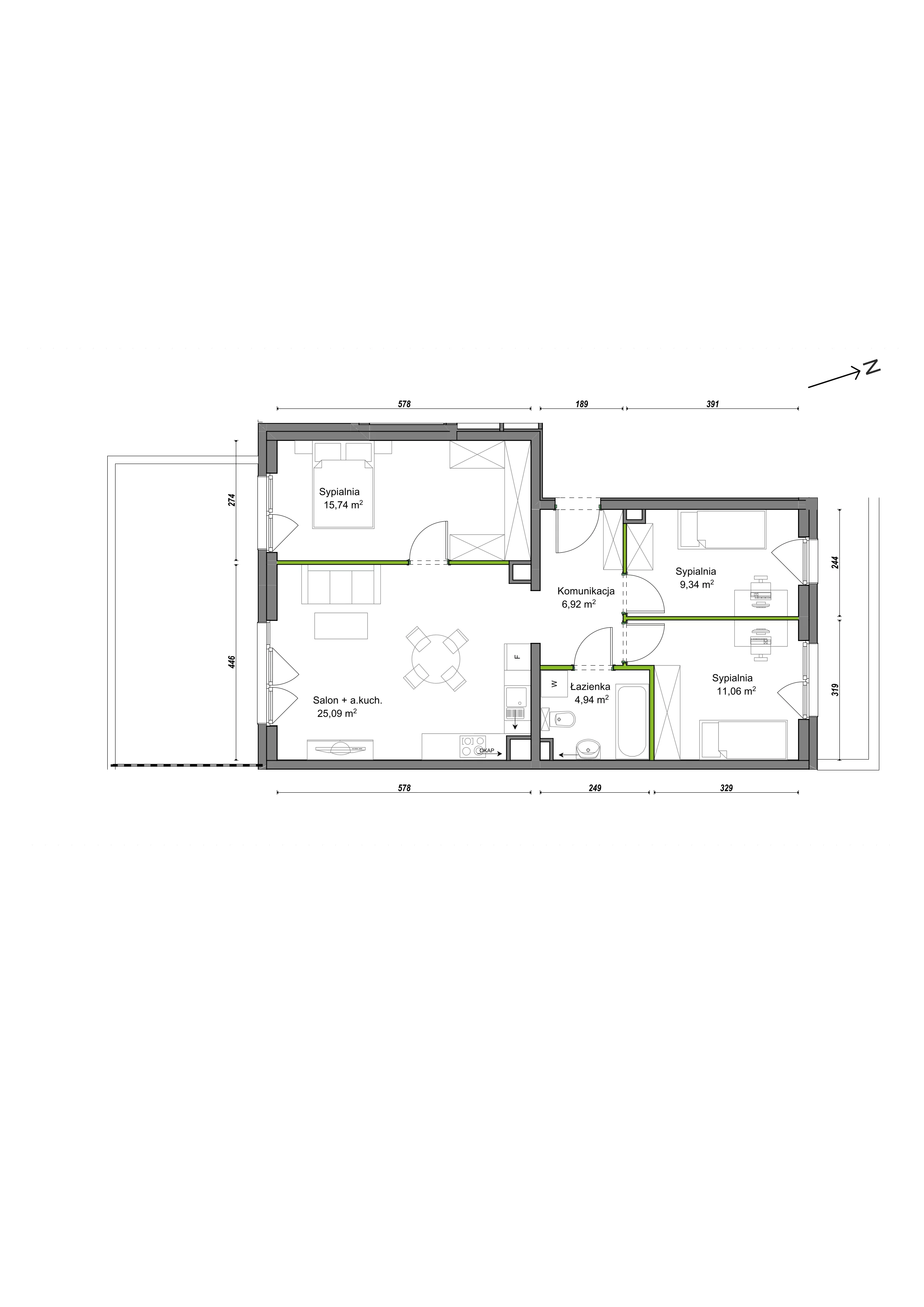 4 pokoje, mieszkanie 73,09 m², parter, oferta nr F1/D/02, Orawska Vita III, Wrocław, Ołtaszyn, Krzyki, ul. Orawska