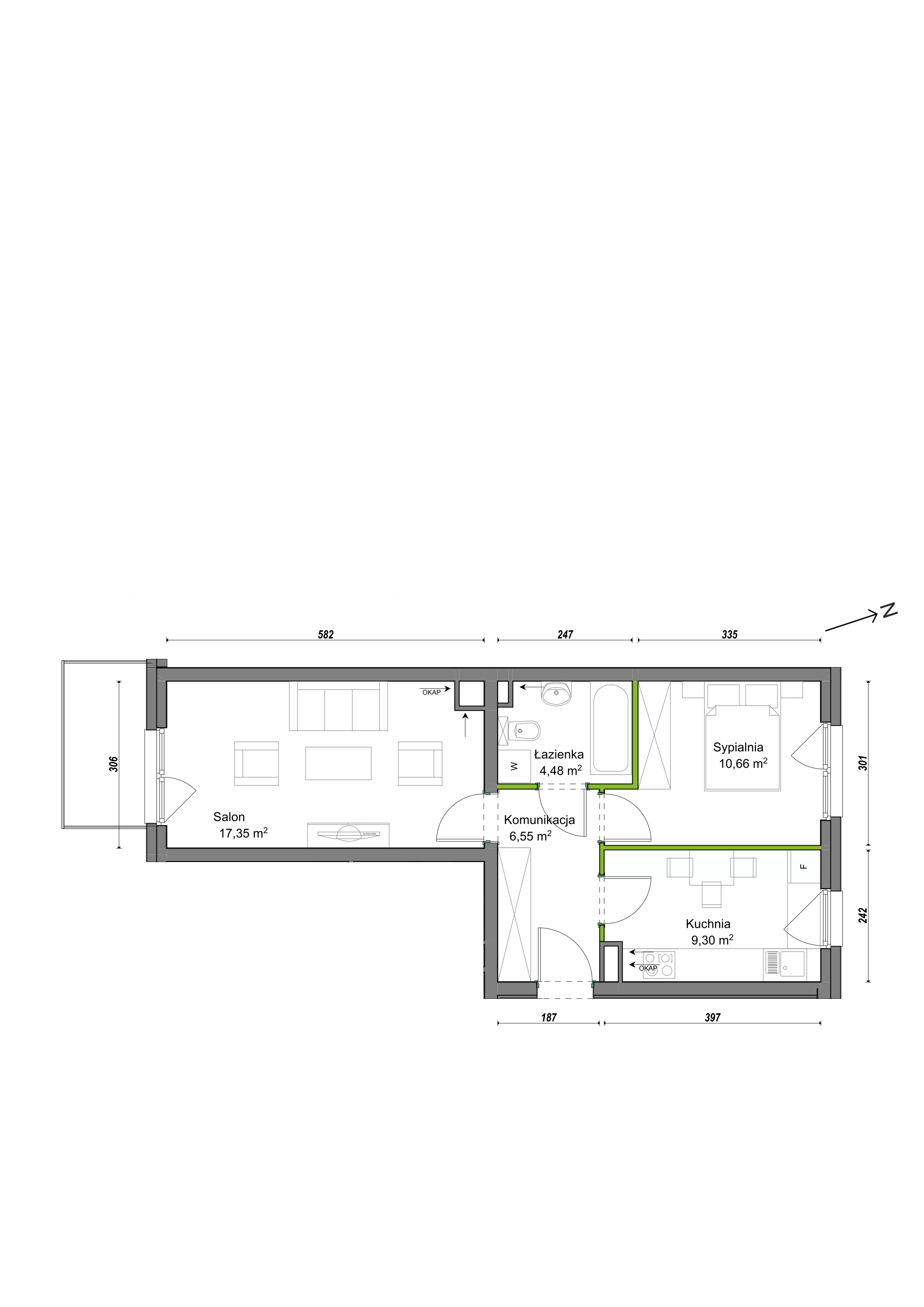 2 pokoje, mieszkanie 48,34 m², piętro 2, oferta nr F2/E/06, Orawska Vita III, Wrocław, Ołtaszyn, Krzyki, ul. Orawska