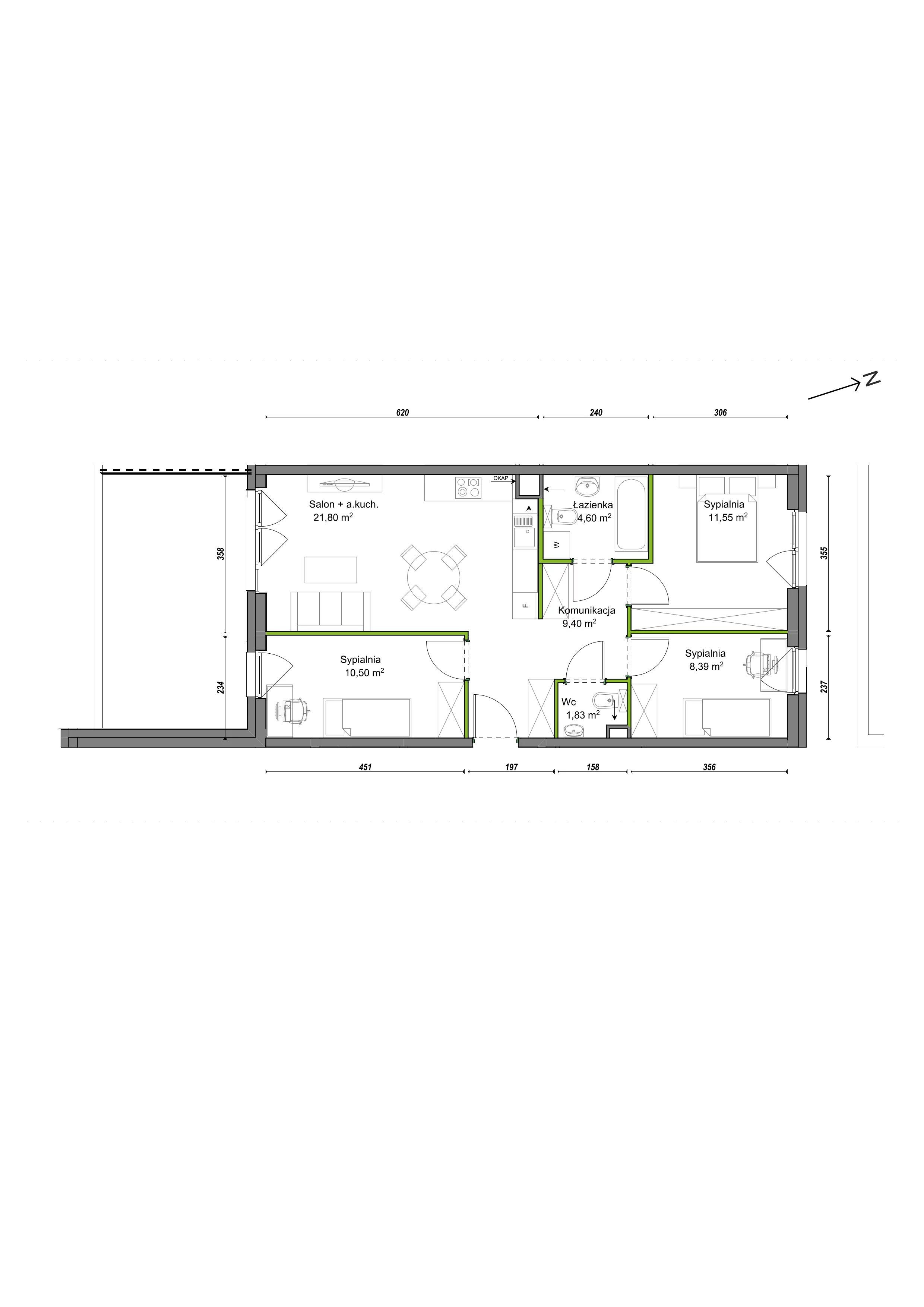 4 pokoje, mieszkanie 68,07 m², parter, oferta nr F2/F/01, Orawska Vita III, Wrocław, Ołtaszyn, Krzyki, ul. Orawska