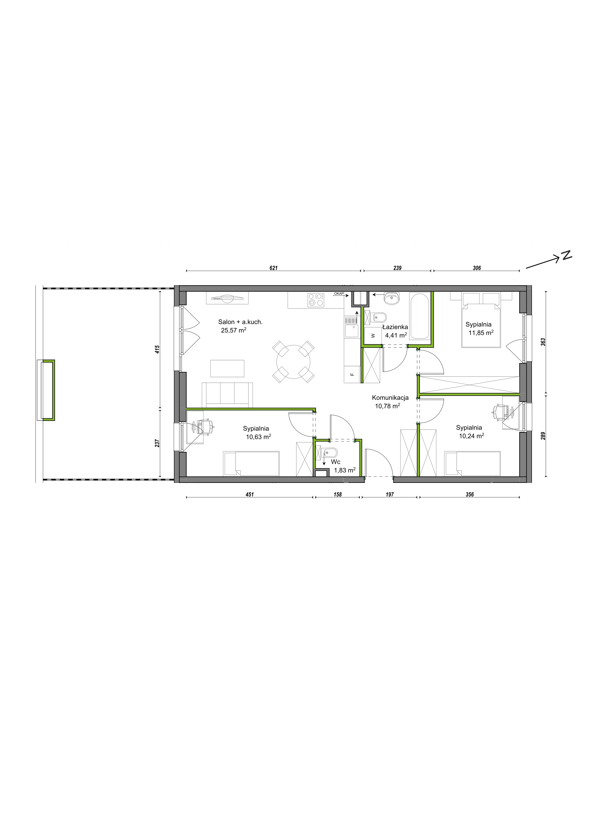 4 pokoje, mieszkanie 75,31 m², parter, oferta nr F2/G/05, Orawska Vita III, Wrocław, Ołtaszyn, Krzyki, ul. Orawska