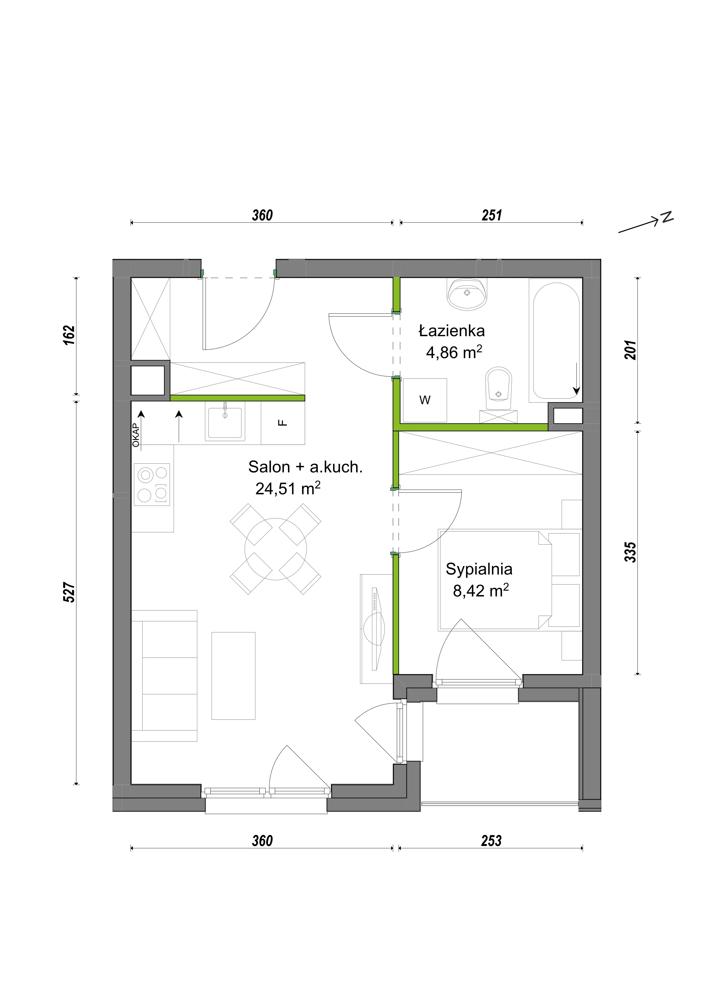 2 pokoje, mieszkanie 37,79 m², piętro 2, oferta nr F2/G/12, Orawska Vita III, Wrocław, Ołtaszyn, Krzyki, ul. Orawska