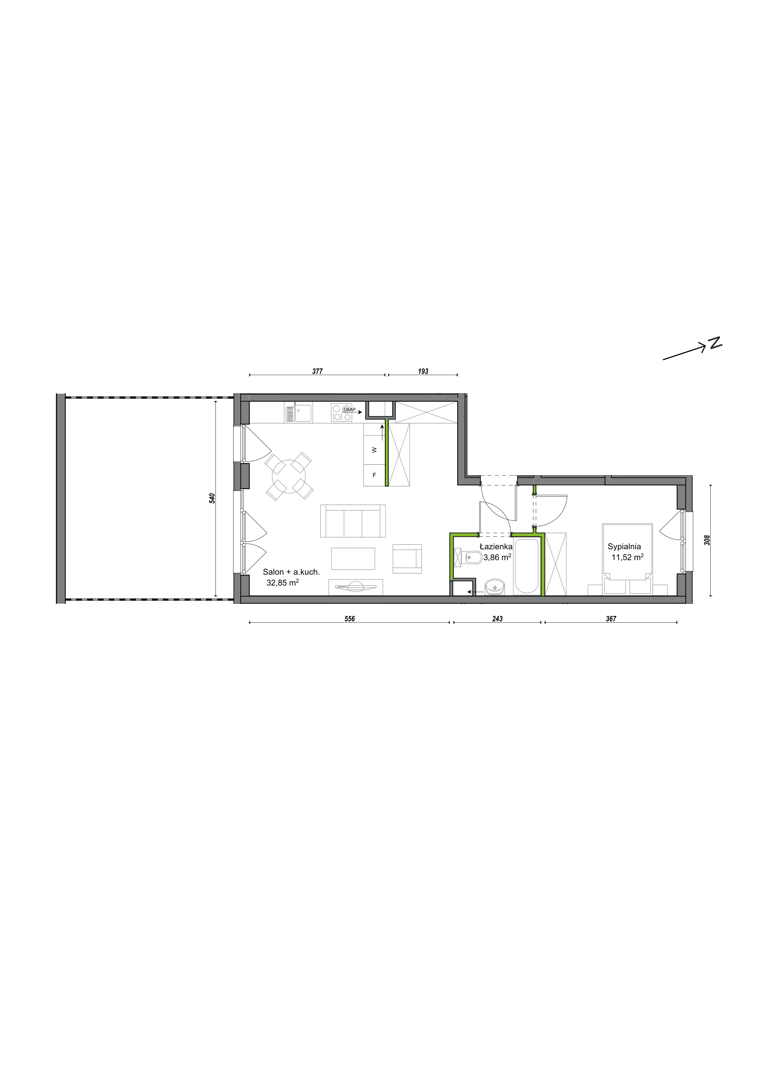 2 pokoje, mieszkanie 48,23 m², parter, oferta nr F2/H/01, Orawska Vita III, Wrocław, Ołtaszyn, Krzyki, ul. Orawska