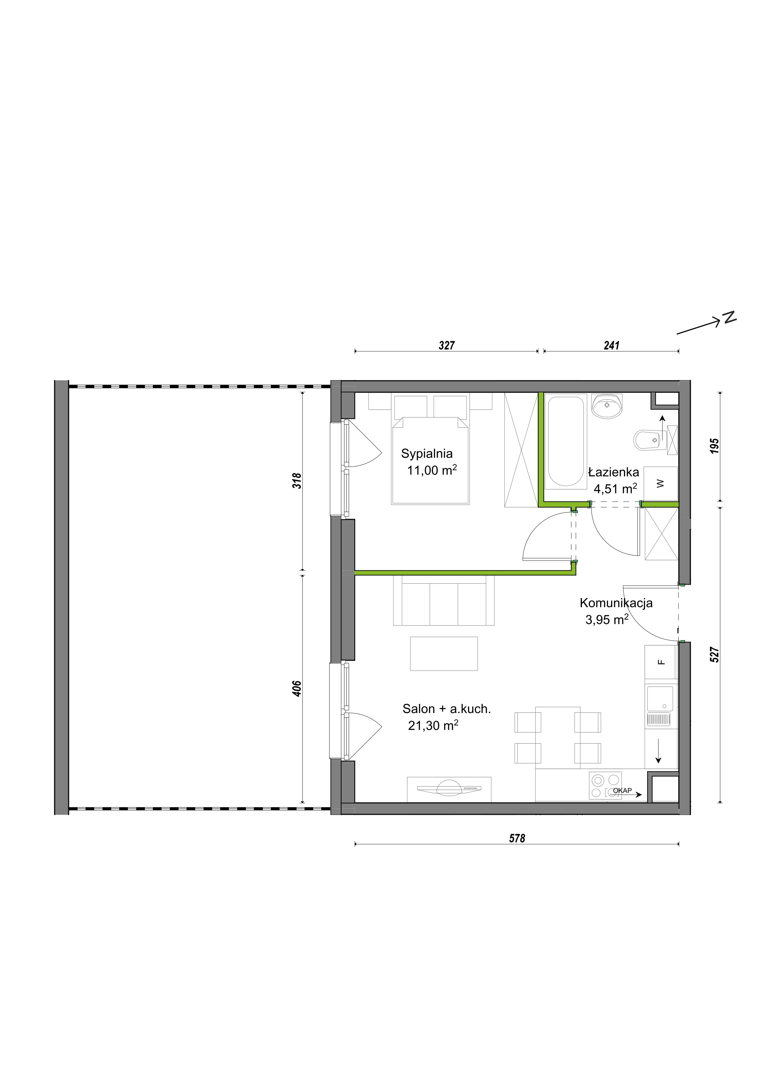 2 pokoje, mieszkanie 40,76 m², parter, oferta nr F2/H/02, Orawska Vita III, Wrocław, Ołtaszyn, Krzyki, ul. Orawska