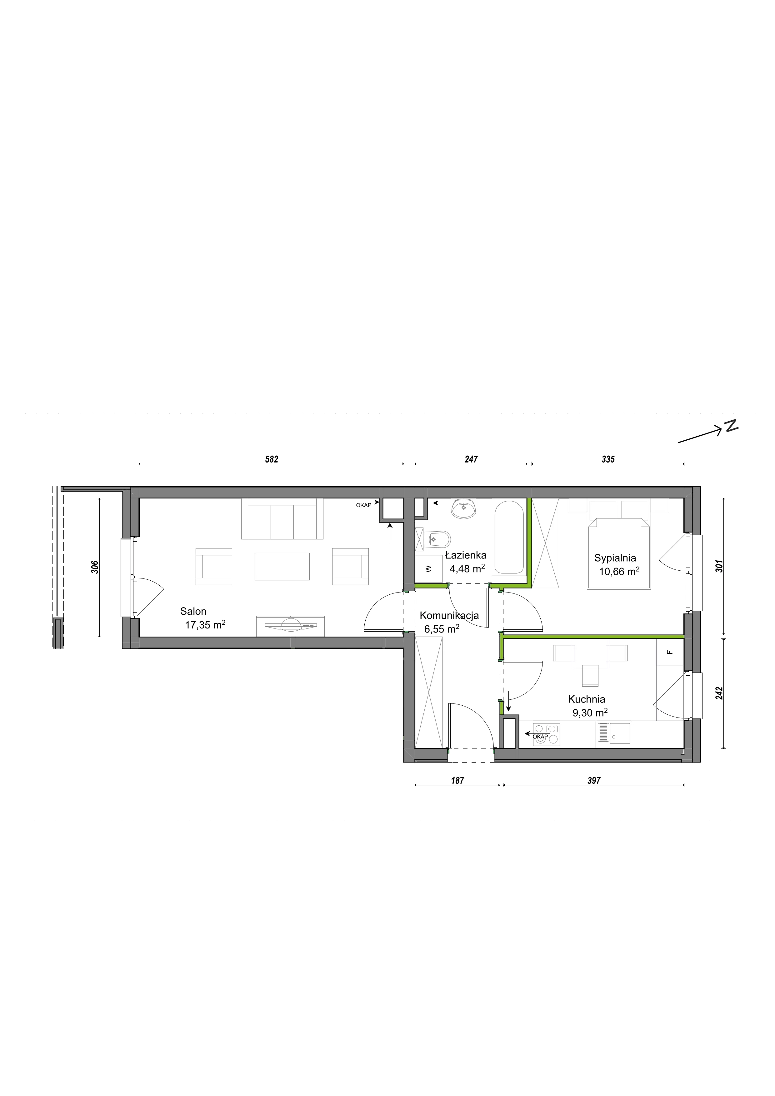 2 pokoje, mieszkanie 48,34 m², piętro 2, oferta nr F2/H/09, Orawska Vita III, Wrocław, Ołtaszyn, Krzyki, ul. Orawska