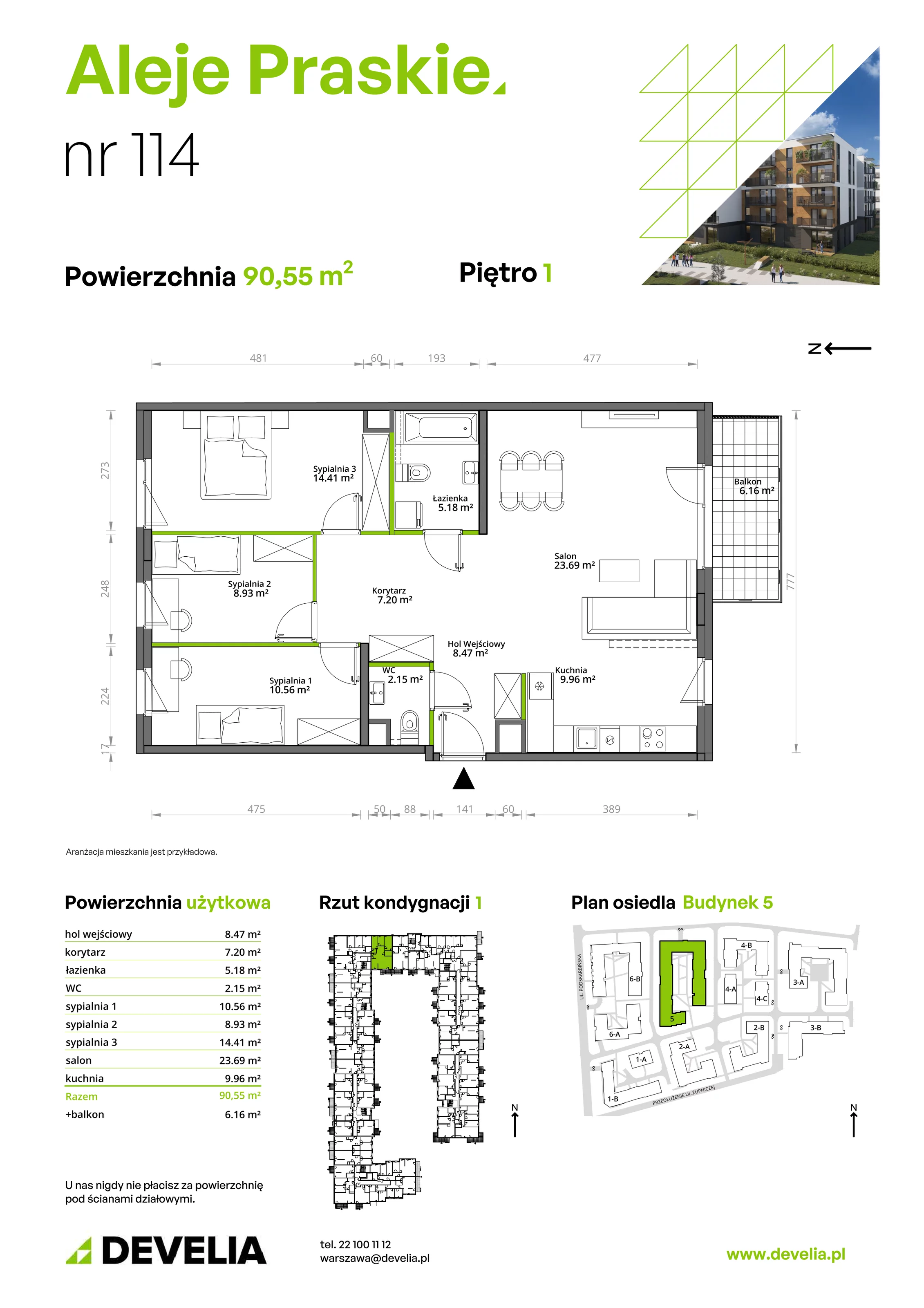 Mieszkanie 90,55 m², piętro 1, oferta nr 114/5, Aleje Praskie, Warszawa, Praga Południe, Kamionek, ul. Podskarbińska 32/34