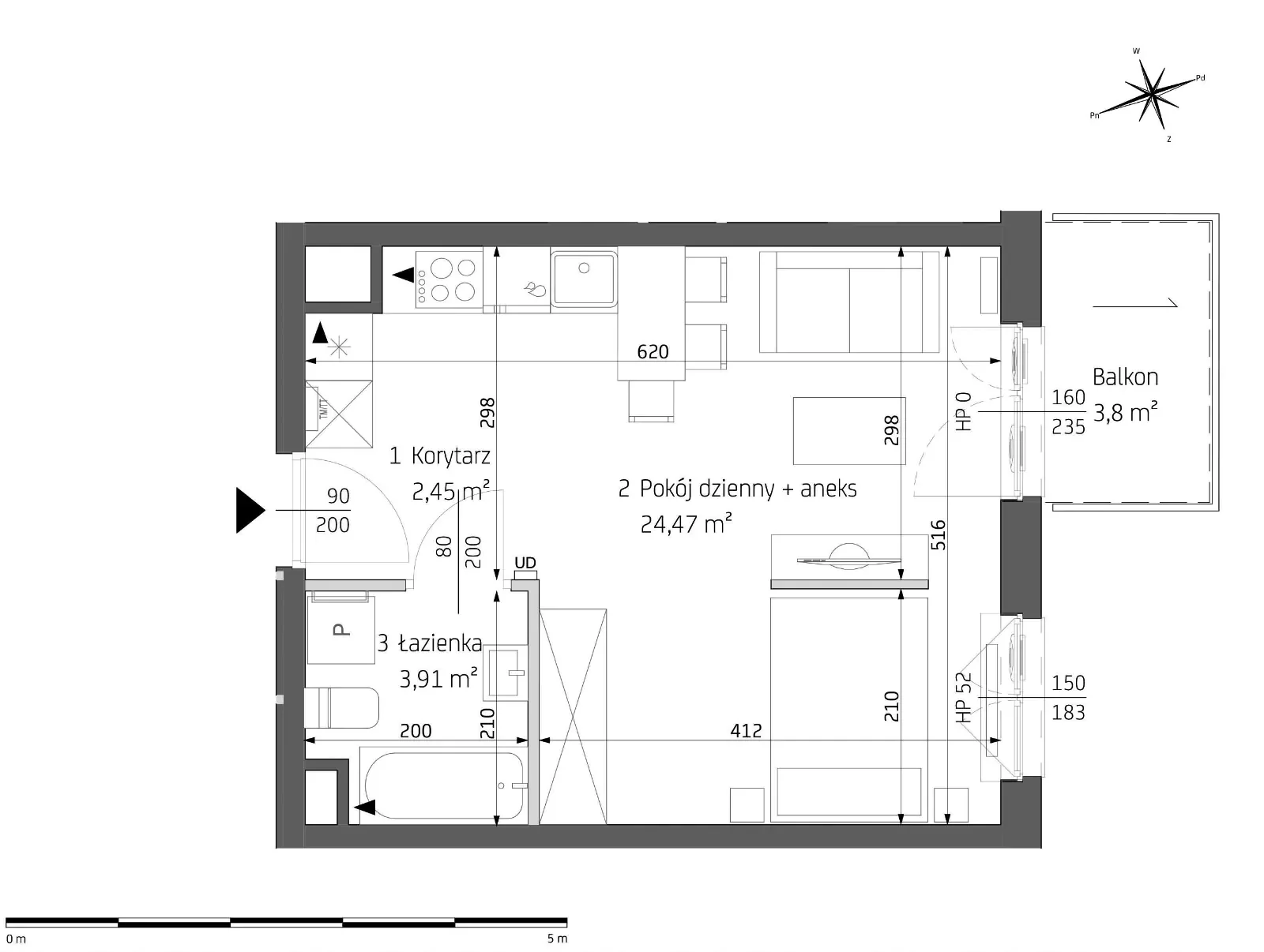 Mieszkanie 30,83 m², piętro 5, oferta nr B3/5/A20, Bemowo Vita, Warszawa, Bemowo, Chrzanów, ul. Szeligowska 59