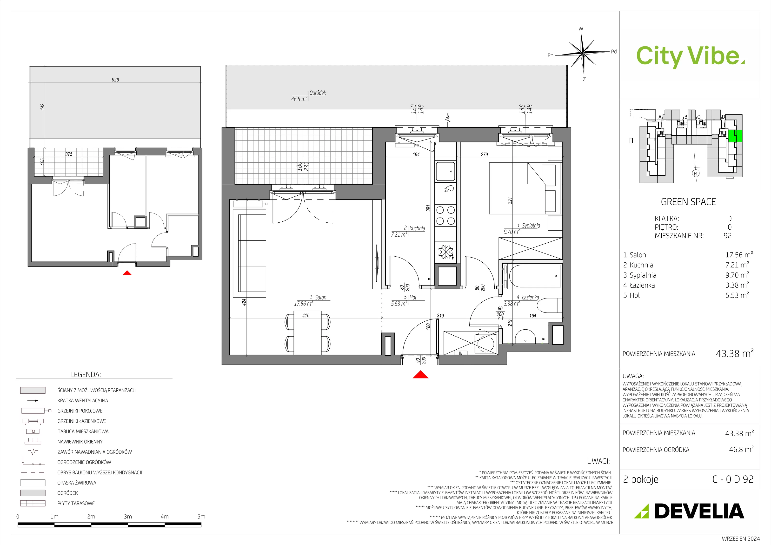 2 pokoje, mieszkanie 43,38 m², parter, oferta nr C/092/M, City Vibe, Kraków, Podgórze, Płaszów, ul. Myśliwska