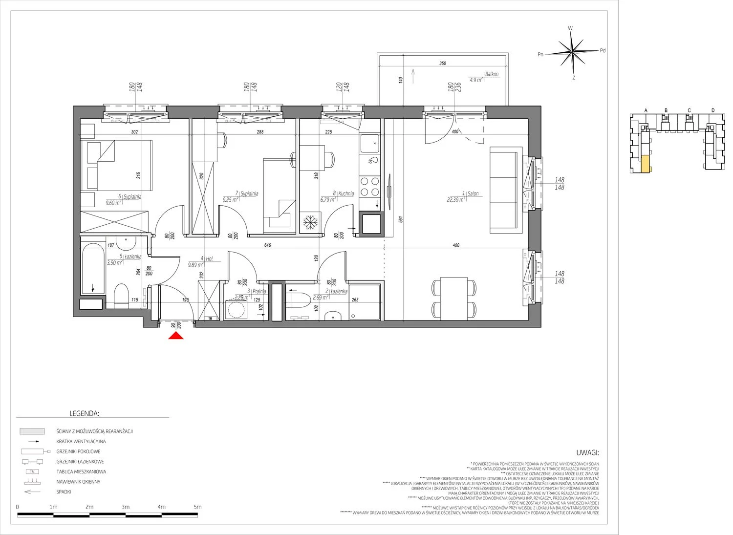 3 pokoje, mieszkanie 65,39 m², piętro 5, oferta nr C/048/M, City Vibe, Kraków, Podgórze, Płaszów, ul. Myśliwska