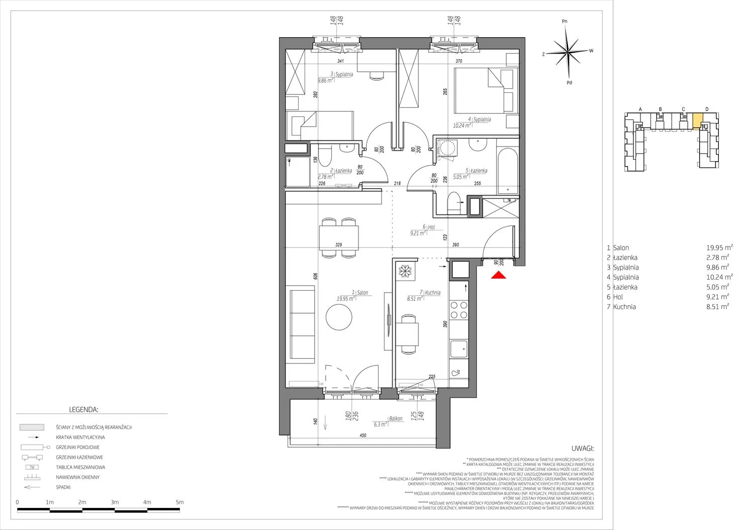 3 pokoje, mieszkanie 65,60 m², piętro 5, oferta nr C/130/M, City Vibe, Kraków, Podgórze, Płaszów, ul. Myśliwska