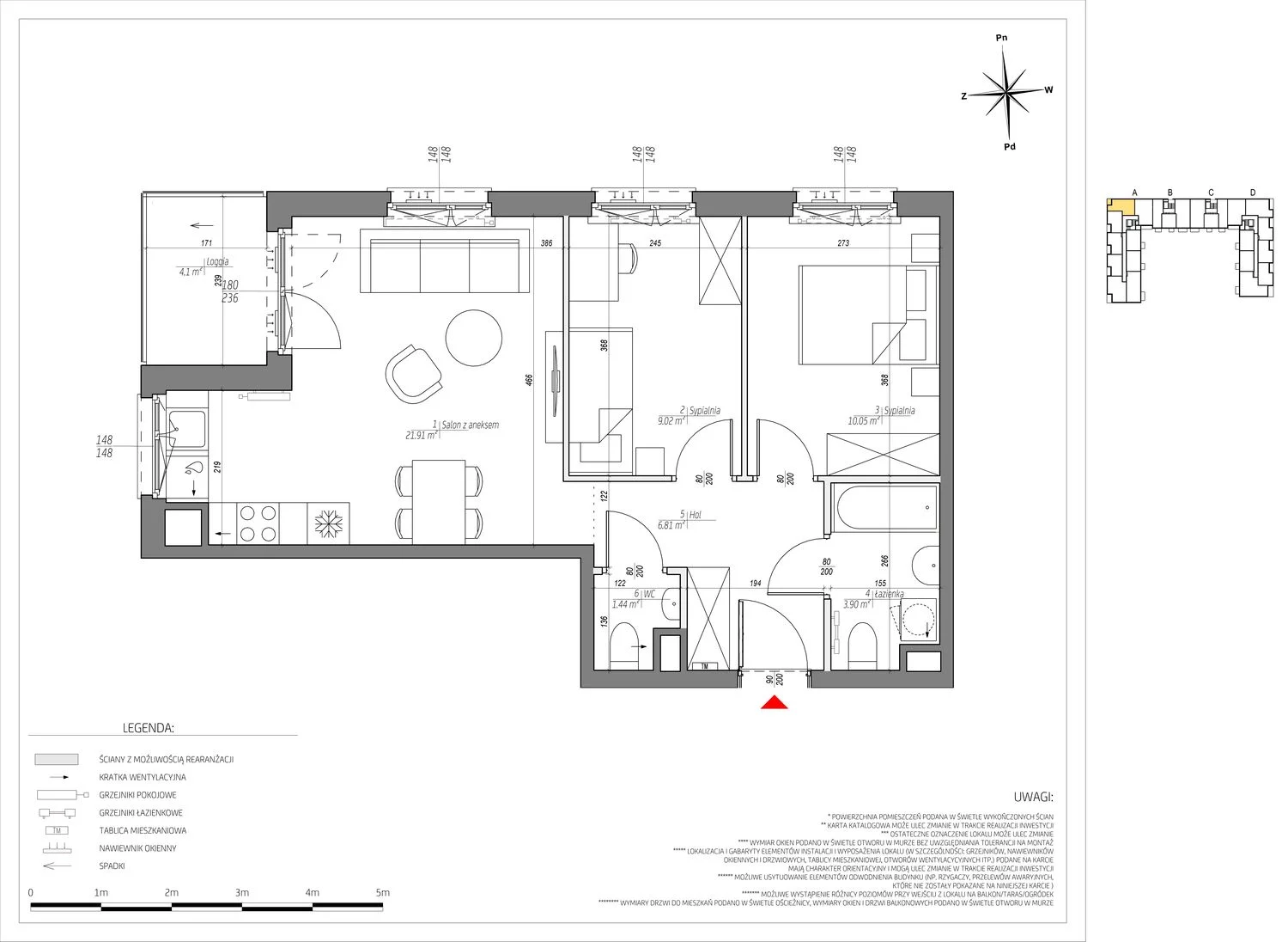 3 pokoje, mieszkanie 53,13 m², piętro 5, oferta nr D/053/M, City Vibe, Kraków, Podgórze, Płaszów, ul. Myśliwska