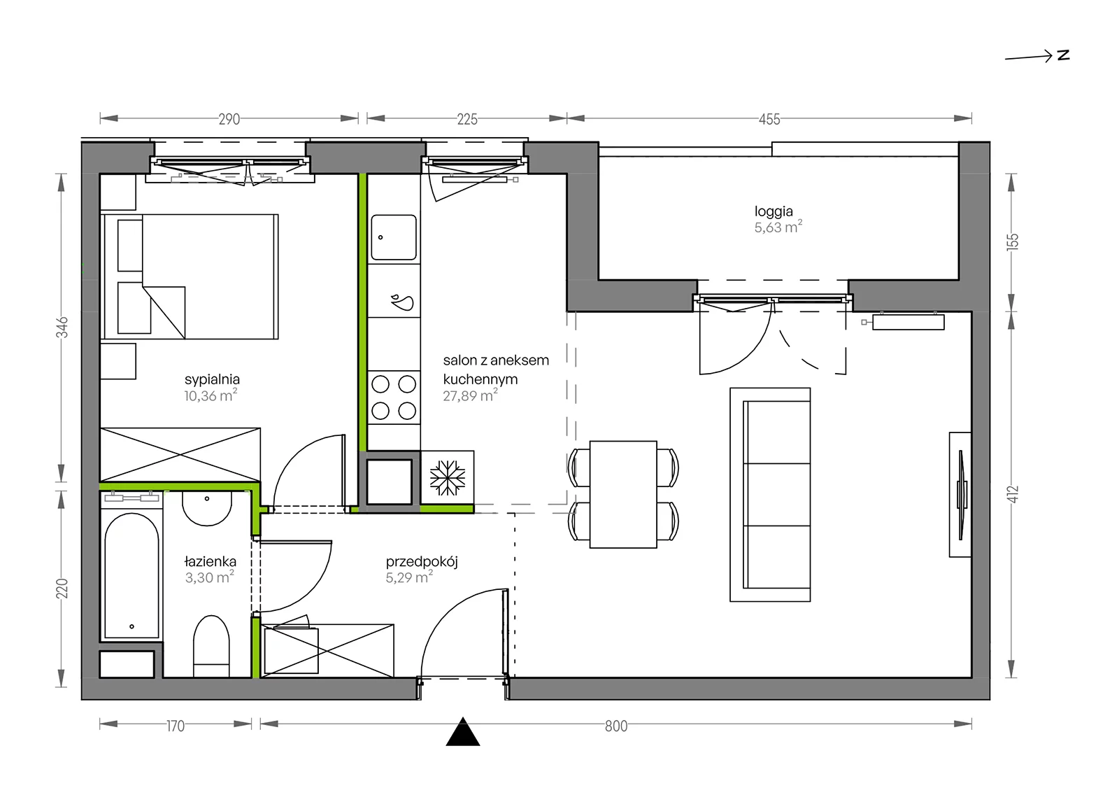 Mieszkanie 46,84 m², piętro 3, oferta nr F/031, City Vibe etap V, Kraków, Podgórze, Płaszów, ul. Myśliwska 68