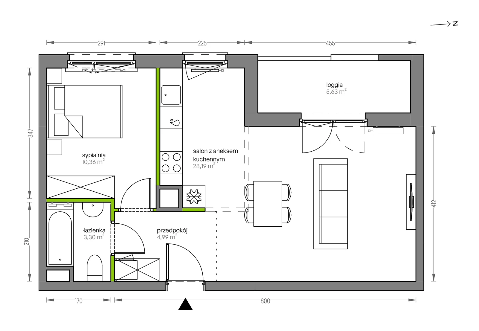 Mieszkanie 46,84 m², piętro 4, oferta nr F/041, City Vibe etap V, Kraków, Podgórze, Płaszów, ul. Myśliwska 68