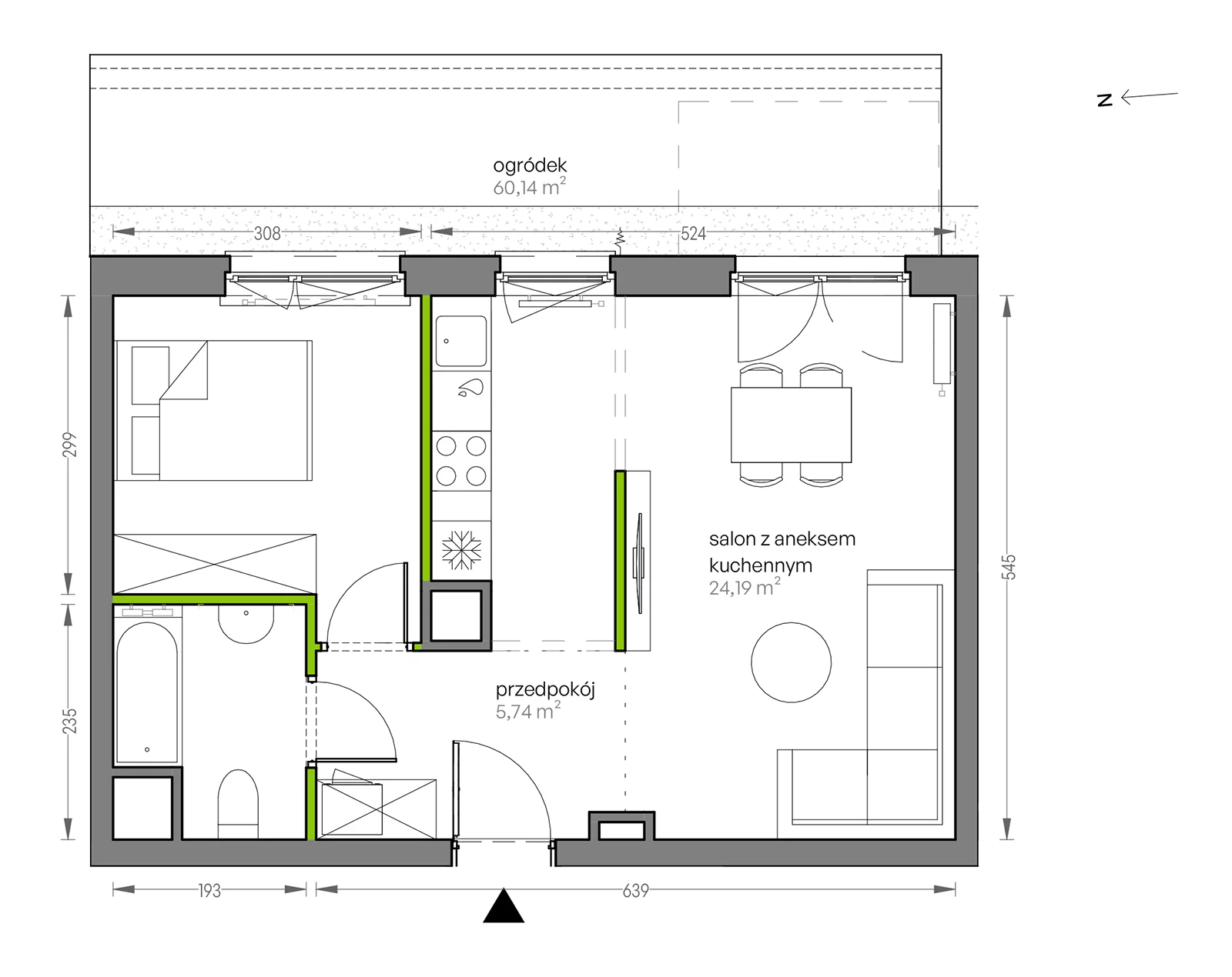 Mieszkanie 43,69 m², parter, oferta nr G/003, City Vibe etap V, Kraków, Podgórze, Płaszów, ul. Myśliwska 68