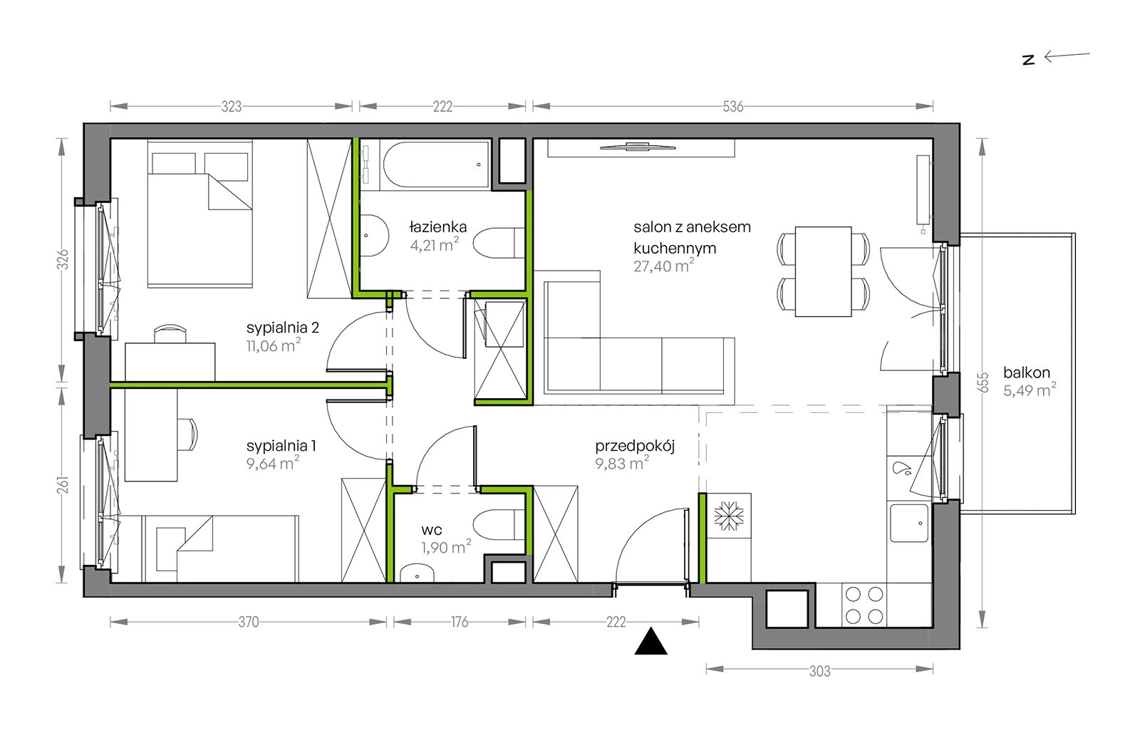 Mieszkanie 64,05 m², piętro 3, oferta nr G/025, City Vibe etap V, Kraków, Podgórze, Płaszów, ul. Myśliwska 68