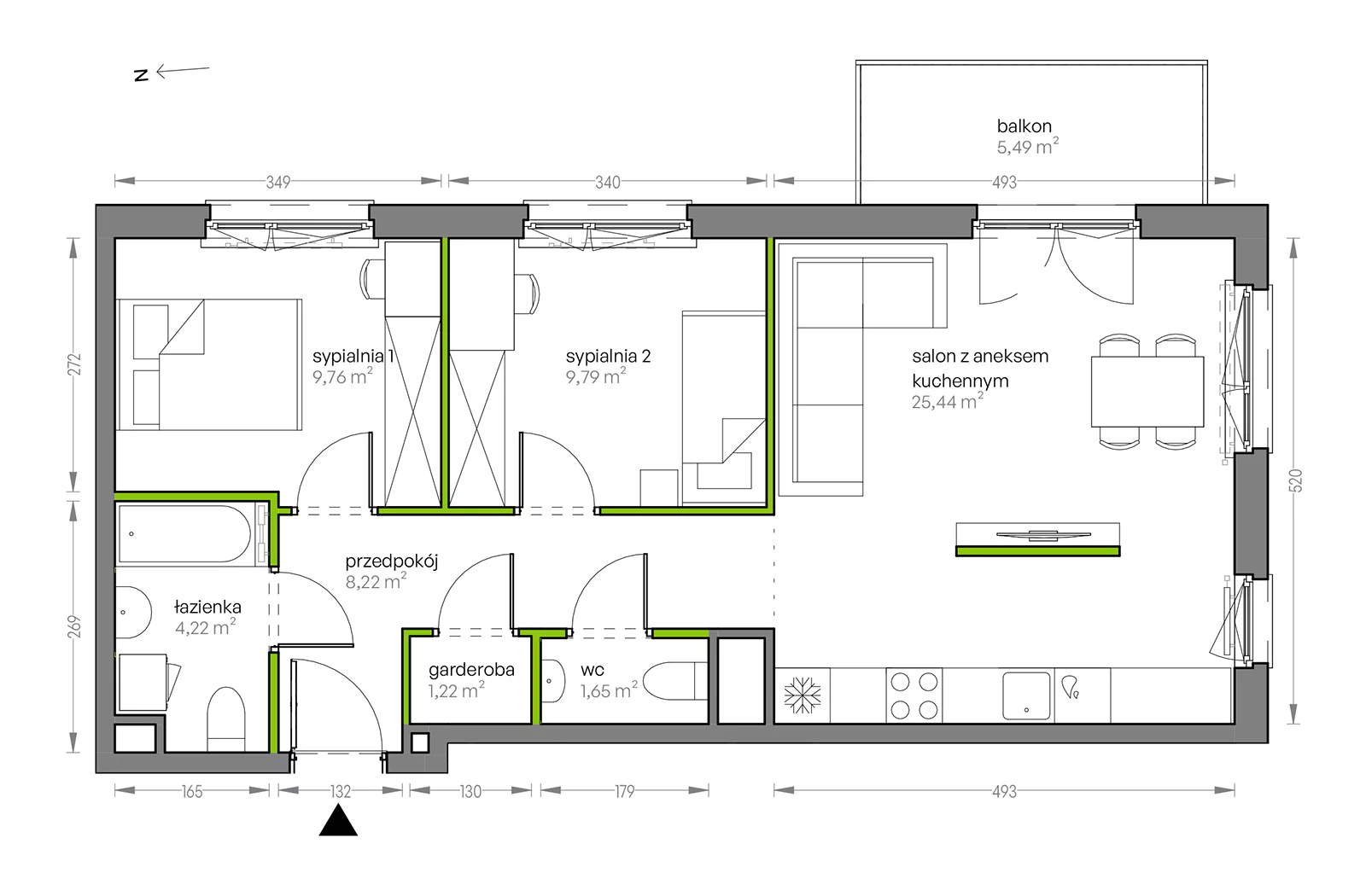 Mieszkanie 60,30 m², piętro 4, oferta nr G/036, City Vibe etap V, Kraków, Podgórze, Płaszów, ul. Myśliwska 68