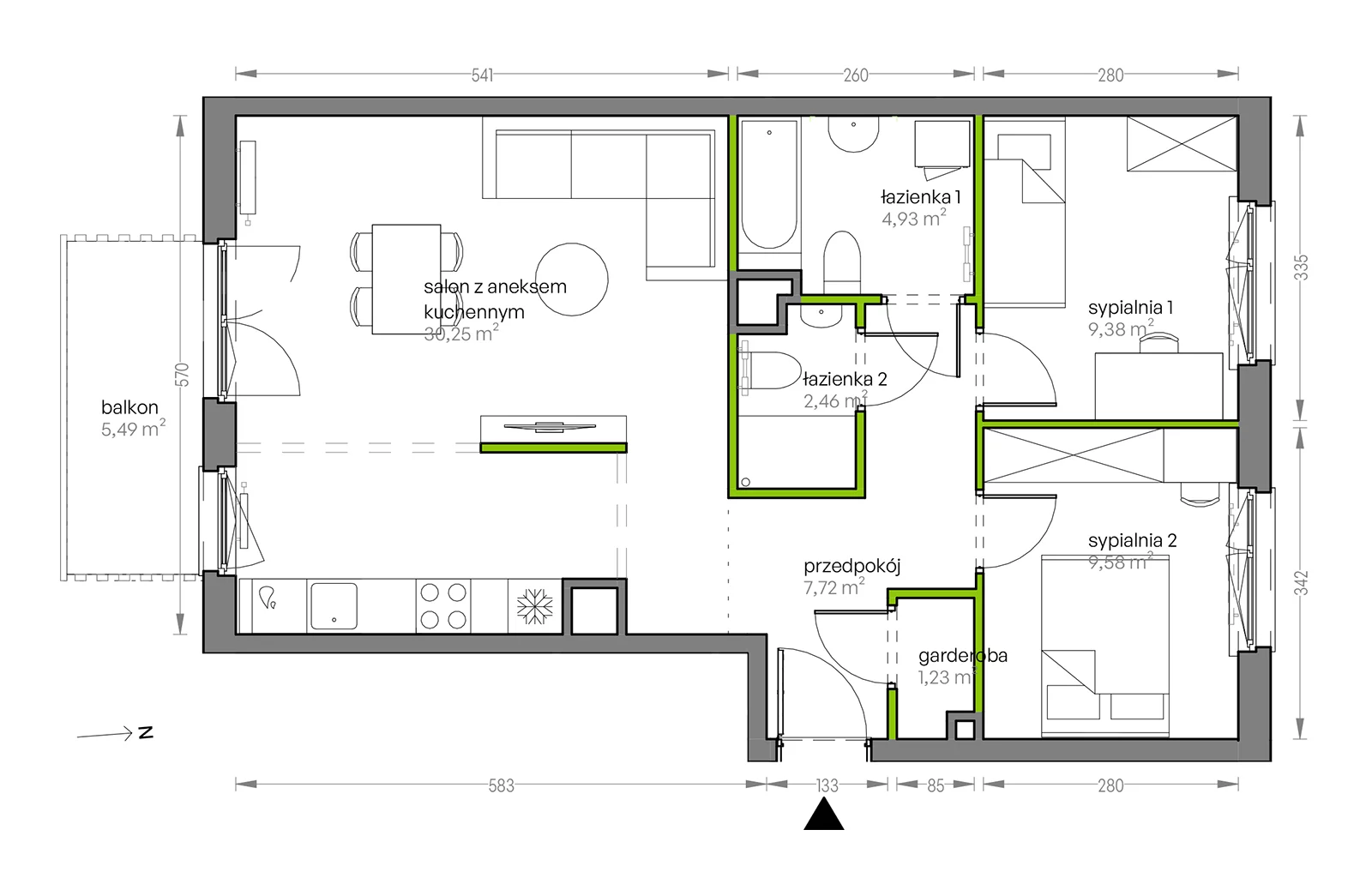 Mieszkanie 65,55 m², piętro 3, oferta nr G/060, City Vibe etap V, Kraków, Podgórze, Płaszów, ul. Myśliwska 68