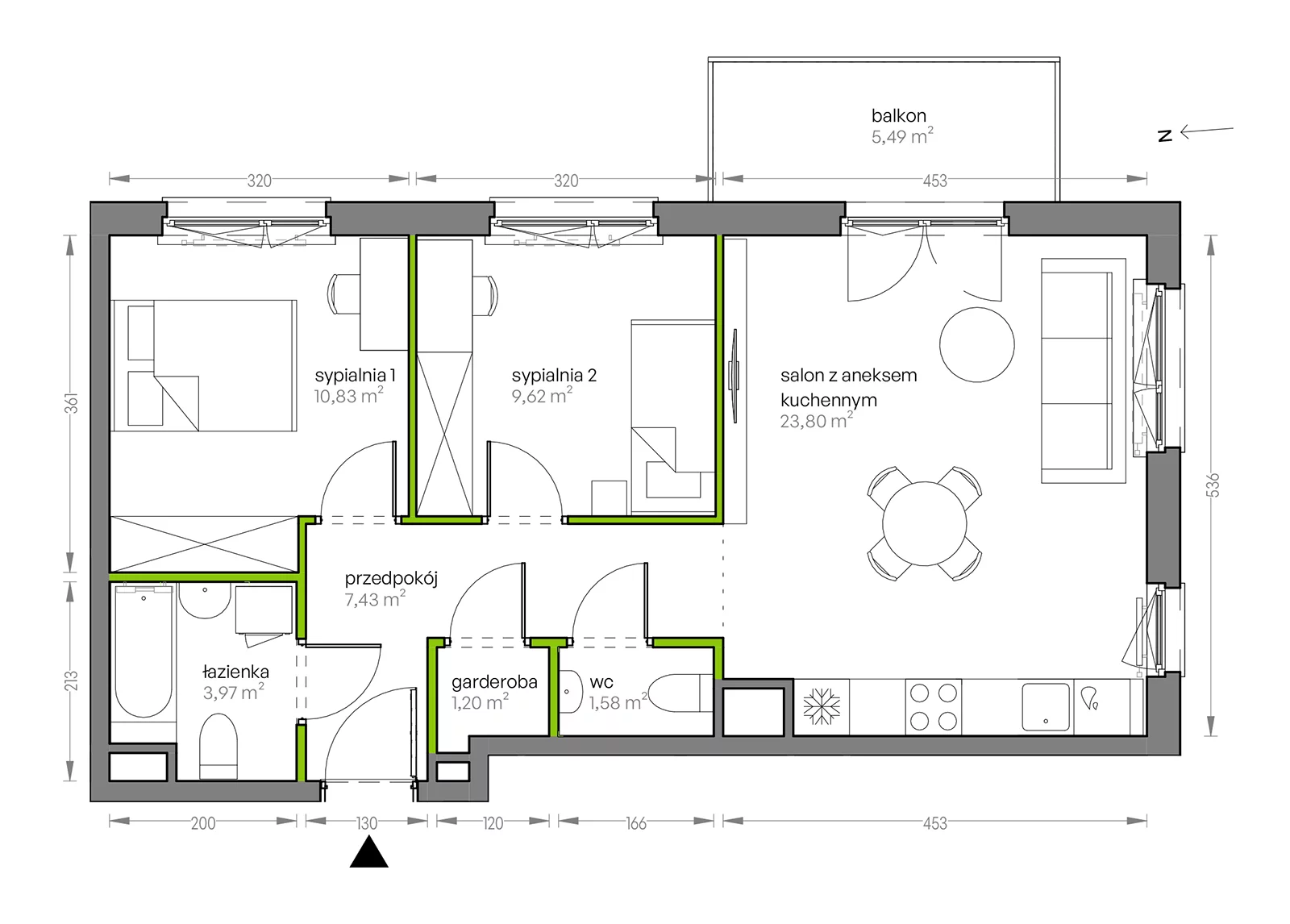 Mieszkanie 58,43 m², piętro 2, oferta nr G/092, City Vibe etap V, Kraków, Podgórze, Płaszów, ul. Myśliwska 68