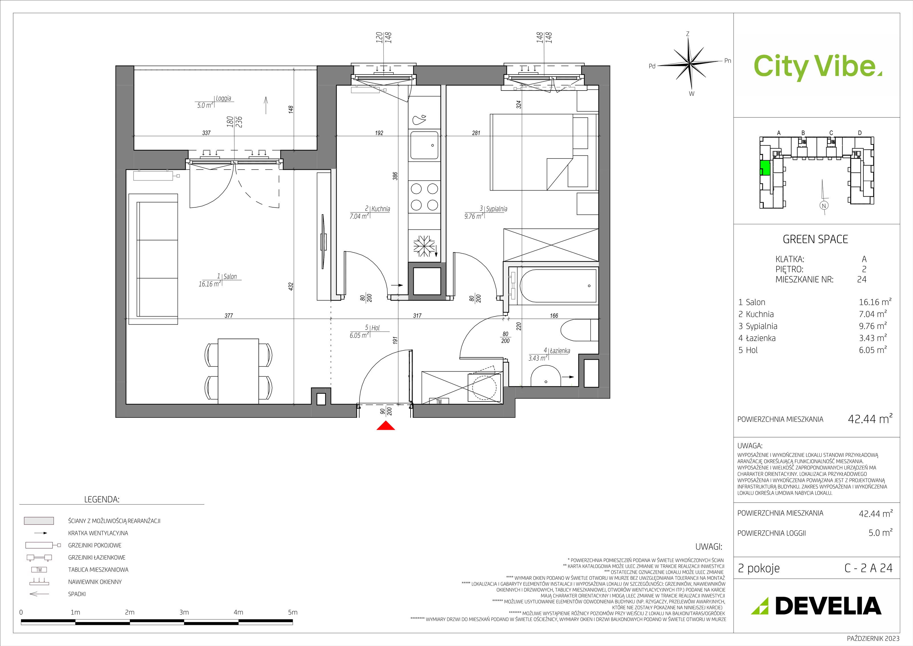 Mieszkanie 42,44 m², piętro 2, oferta nr C/024/M, City Vibe, Kraków, Podgórze, Płaszów, ul. Myśliwska