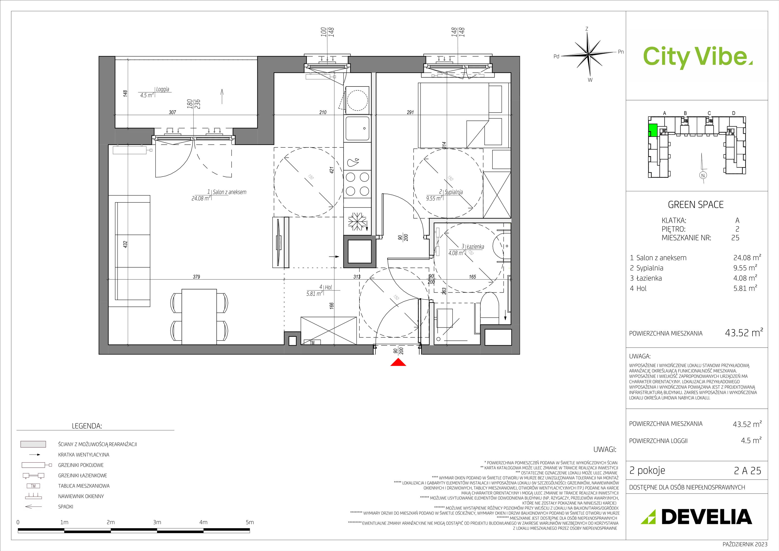 Mieszkanie 43,52 m², piętro 2, oferta nr C/025/M, City Vibe, Kraków, Podgórze, Płaszów, ul. Myśliwska