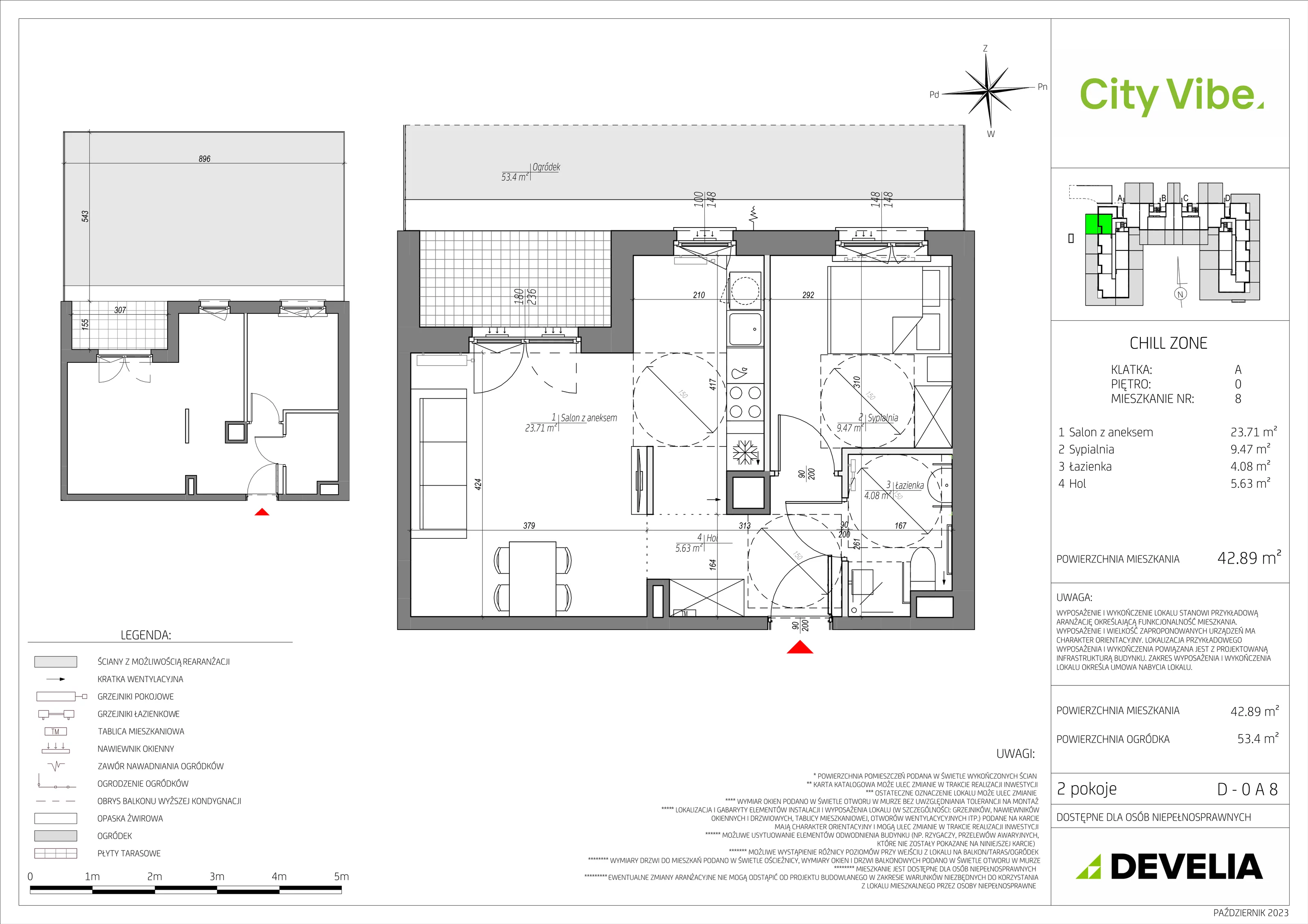 Mieszkanie 42,89 m², parter, oferta nr D/008/M, City Vibe, Kraków, Podgórze, Płaszów, ul. Myśliwska