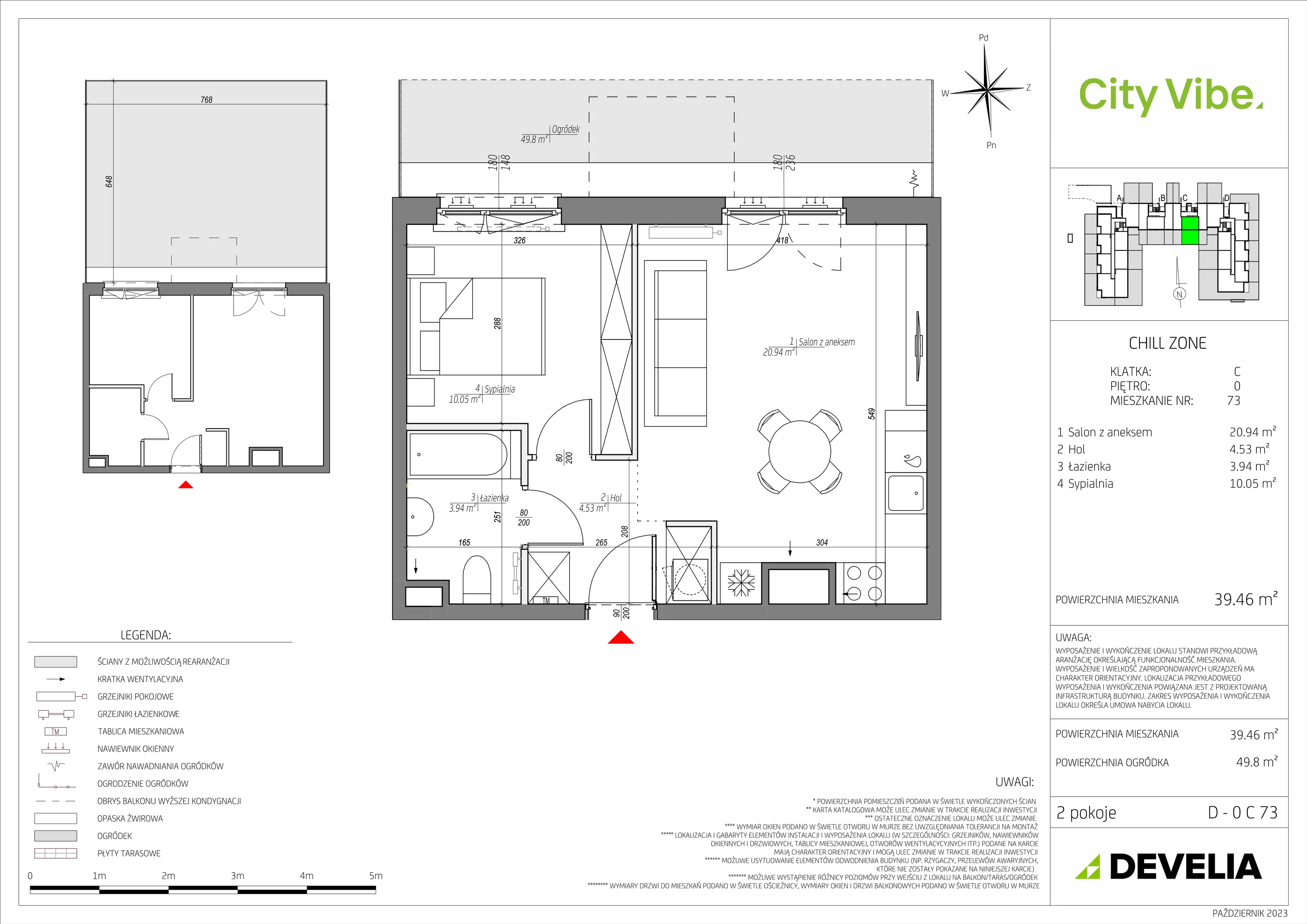 Mieszkanie 39,46 m², parter, oferta nr D/073/M, City Vibe, Kraków, Podgórze, Płaszów, ul. Myśliwska