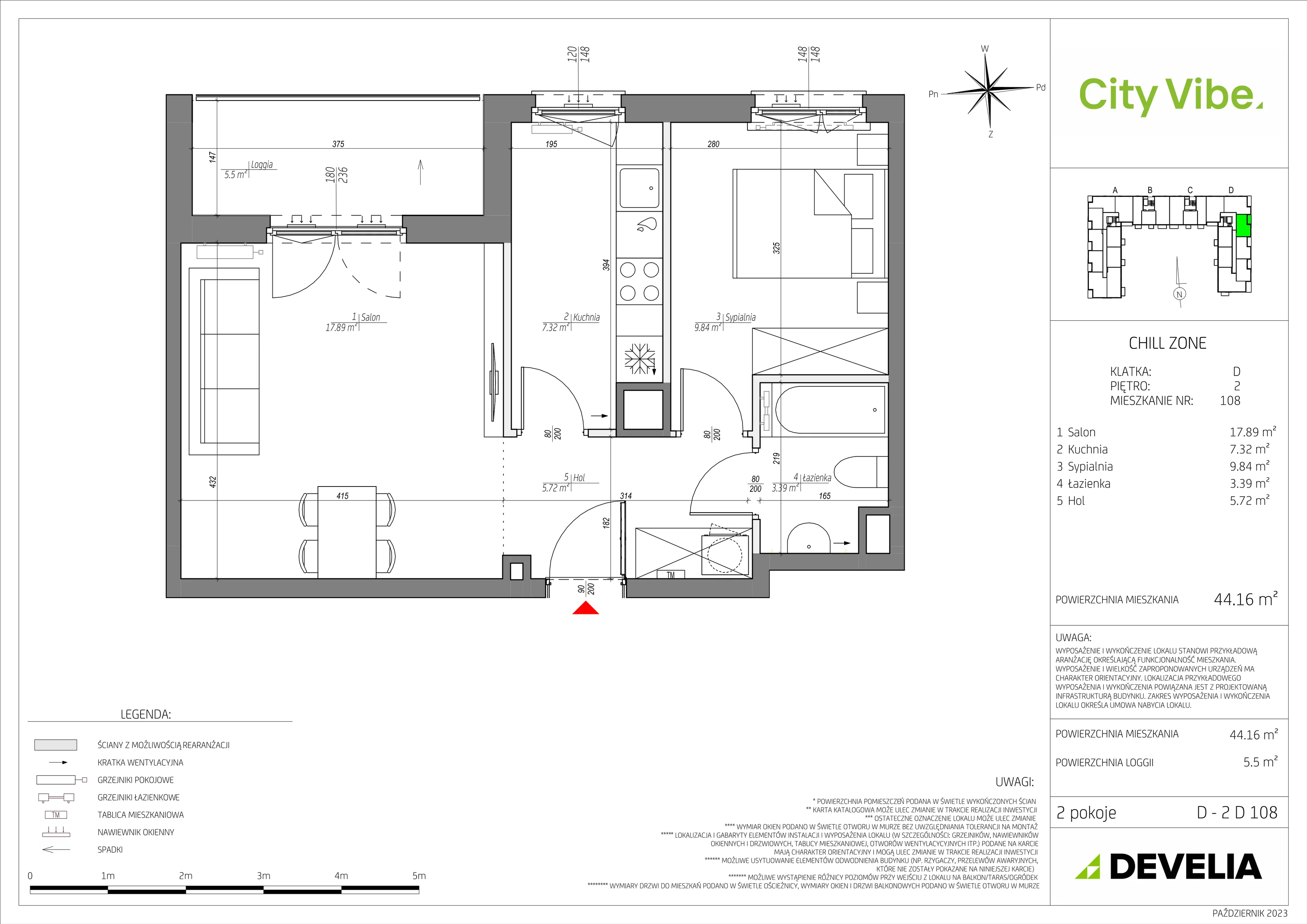 Mieszkanie 44,16 m², piętro 2, oferta nr D/108/M, City Vibe, Kraków, Podgórze, Płaszów, ul. Myśliwska