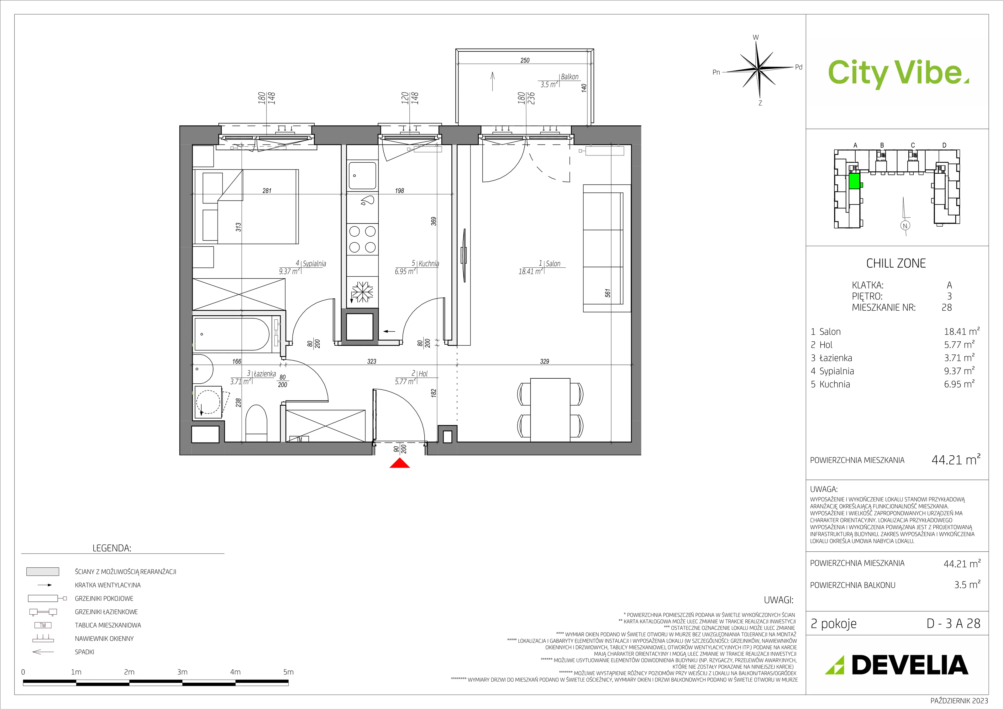 Mieszkanie 44,21 m², piętro 3, oferta nr D/028/M, City Vibe, Kraków, Podgórze, Płaszów, ul. Myśliwska