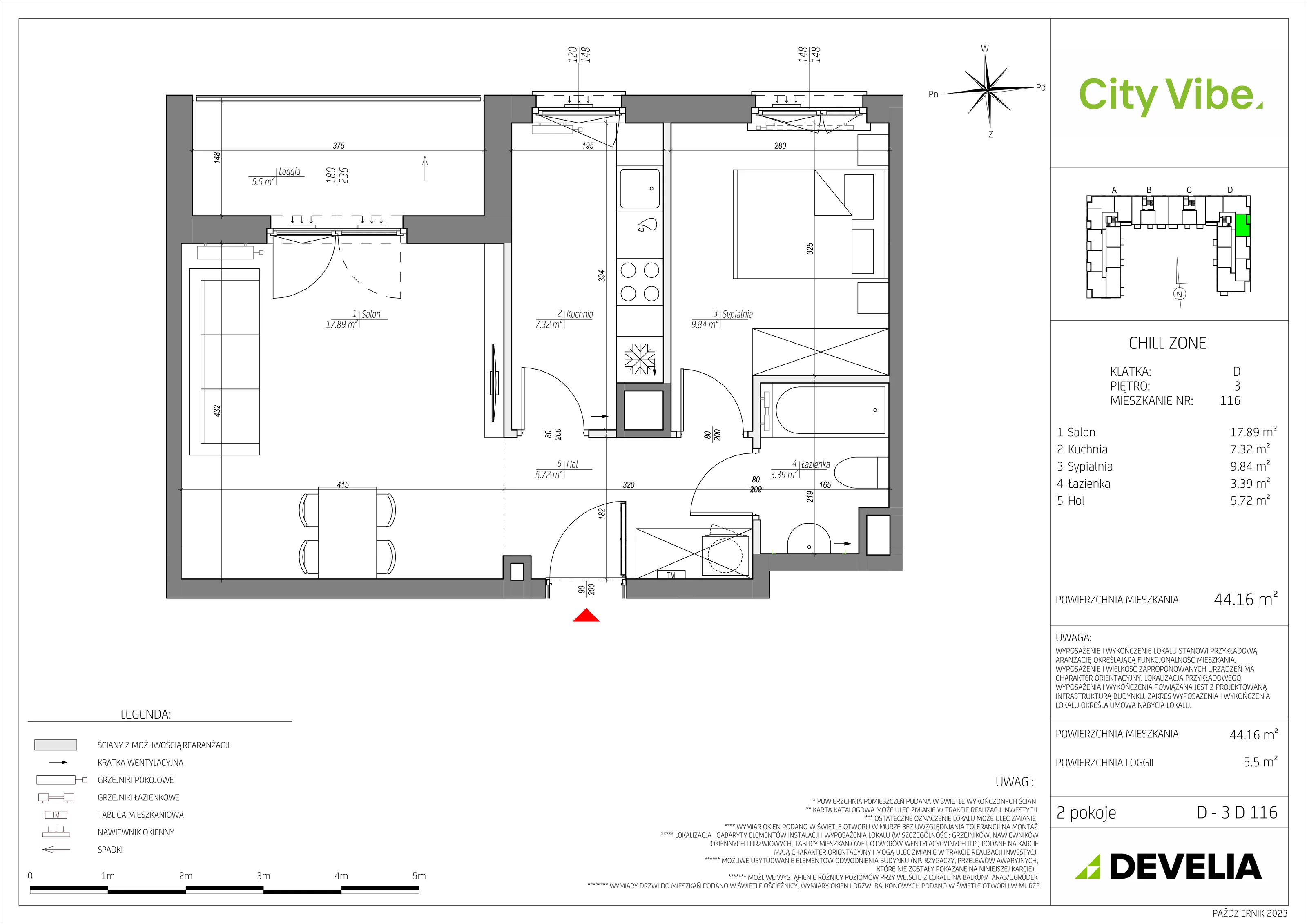 Mieszkanie 44,16 m², piętro 3, oferta nr D/116/M, City Vibe, Kraków, Podgórze, Płaszów, ul. Myśliwska