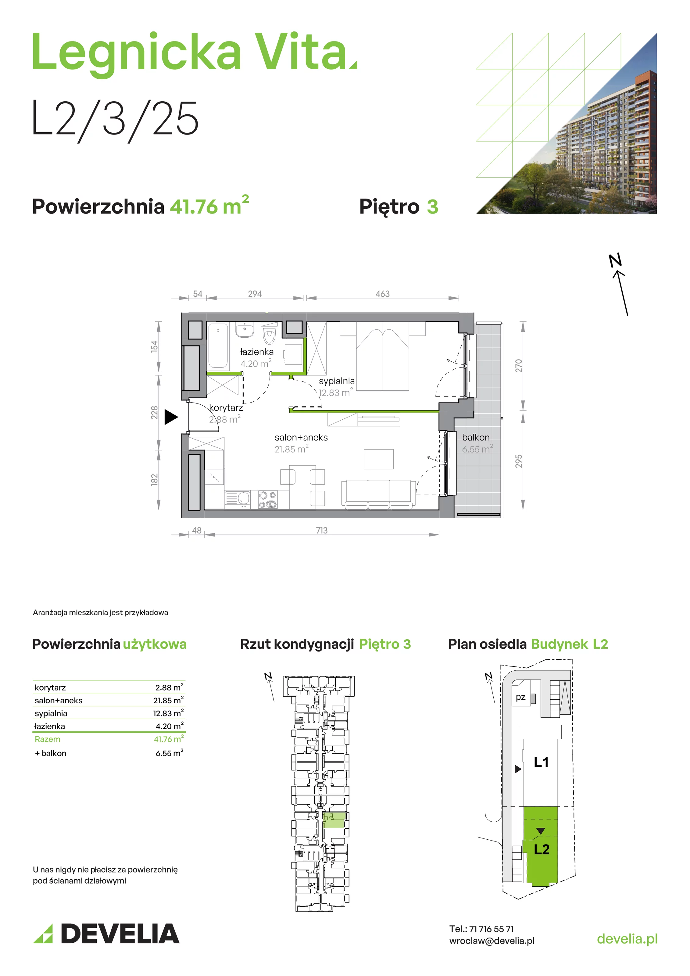 Mieszkanie 41,76 m², piętro 3, oferta nr L2/3/25, Legnicka Vita, Wrocław, Gądów-Popowice Południowe, Popowice, ul. Legnicka 52 A