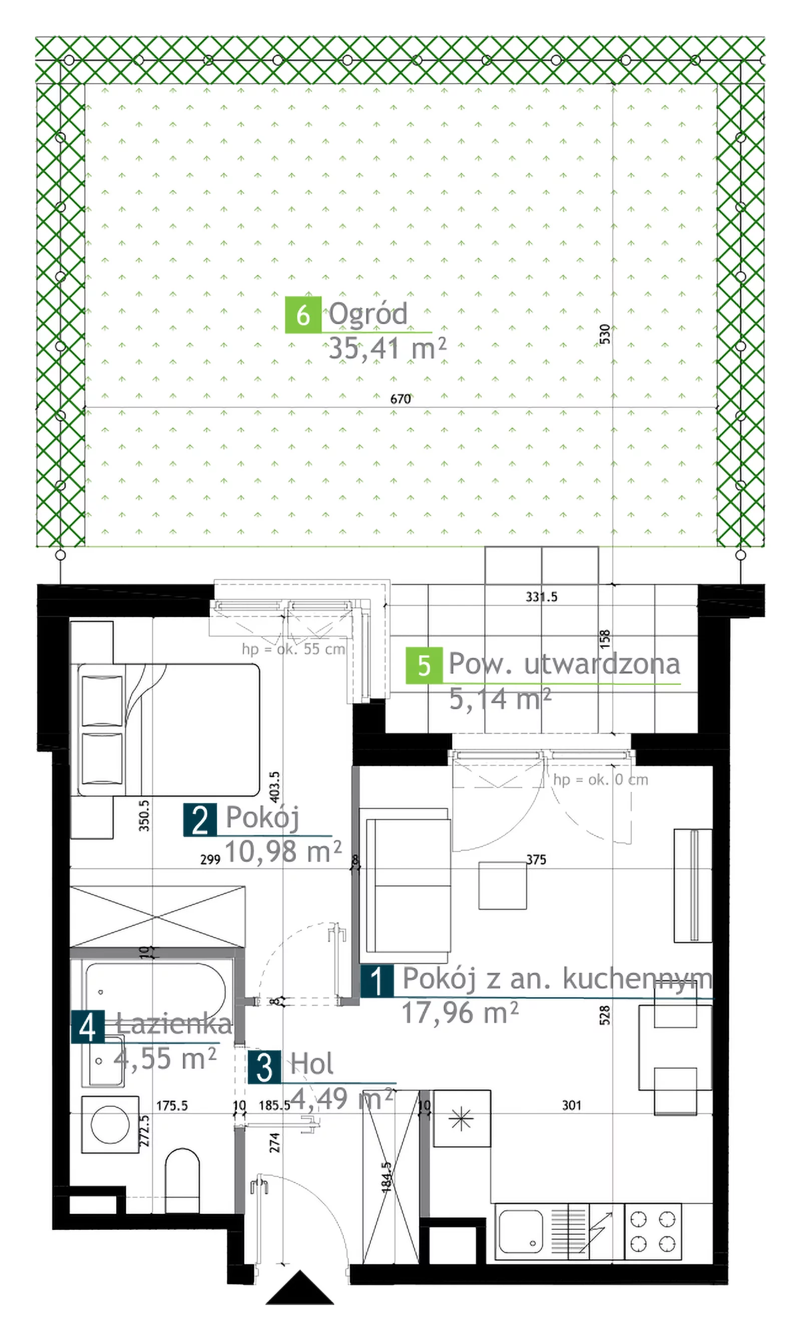 2 pokoje, mieszkanie 37,98 m², parter, oferta nr AA0003, M Bemowo 3, Warszawa, Bemowo, Chrzanów, ul. Kopalniana