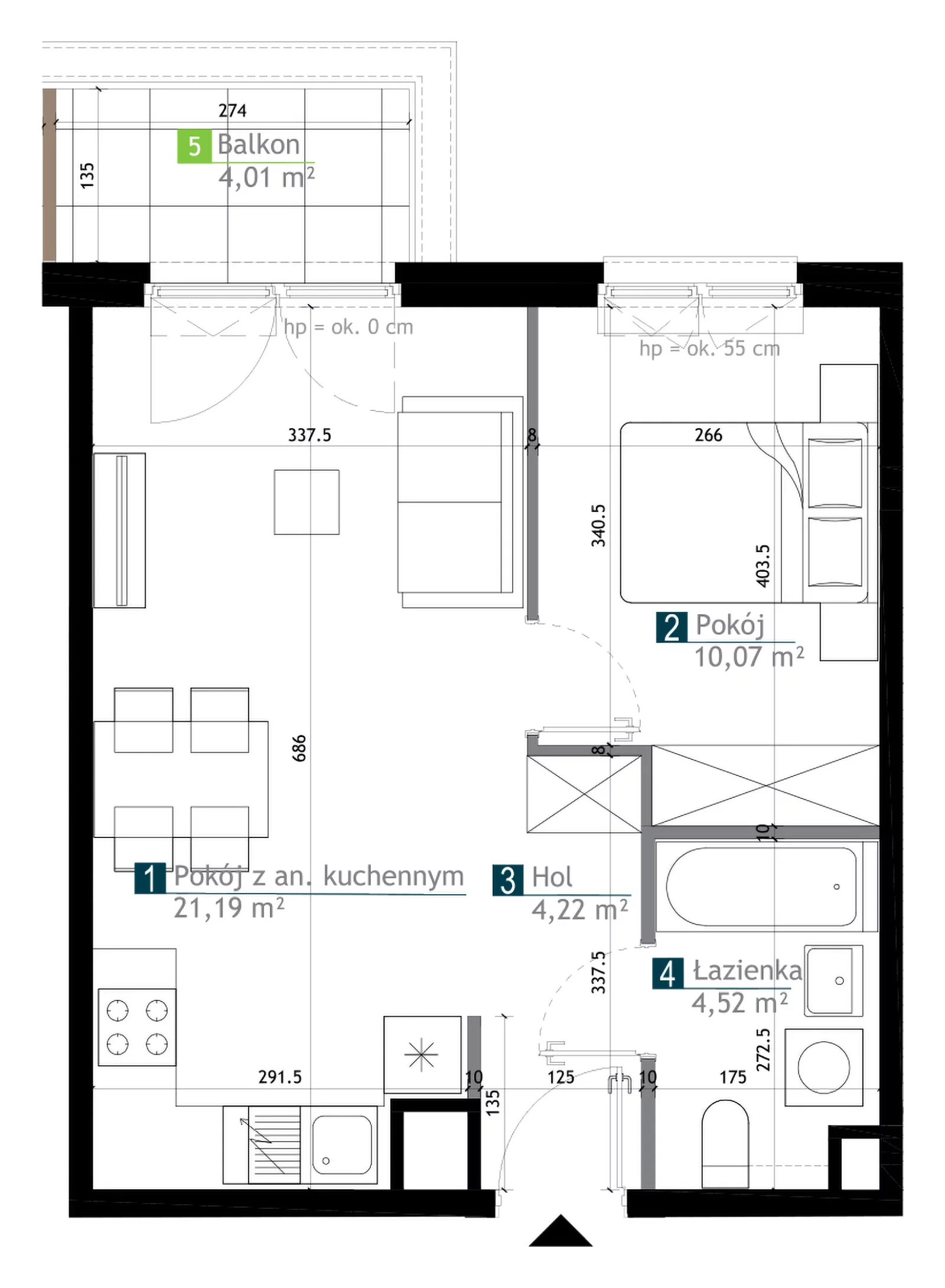 2 pokoje, mieszkanie 40,00 m², piętro 2, oferta nr AA0212, M Bemowo 3, Warszawa, Bemowo, Chrzanów, ul. Kopalniana