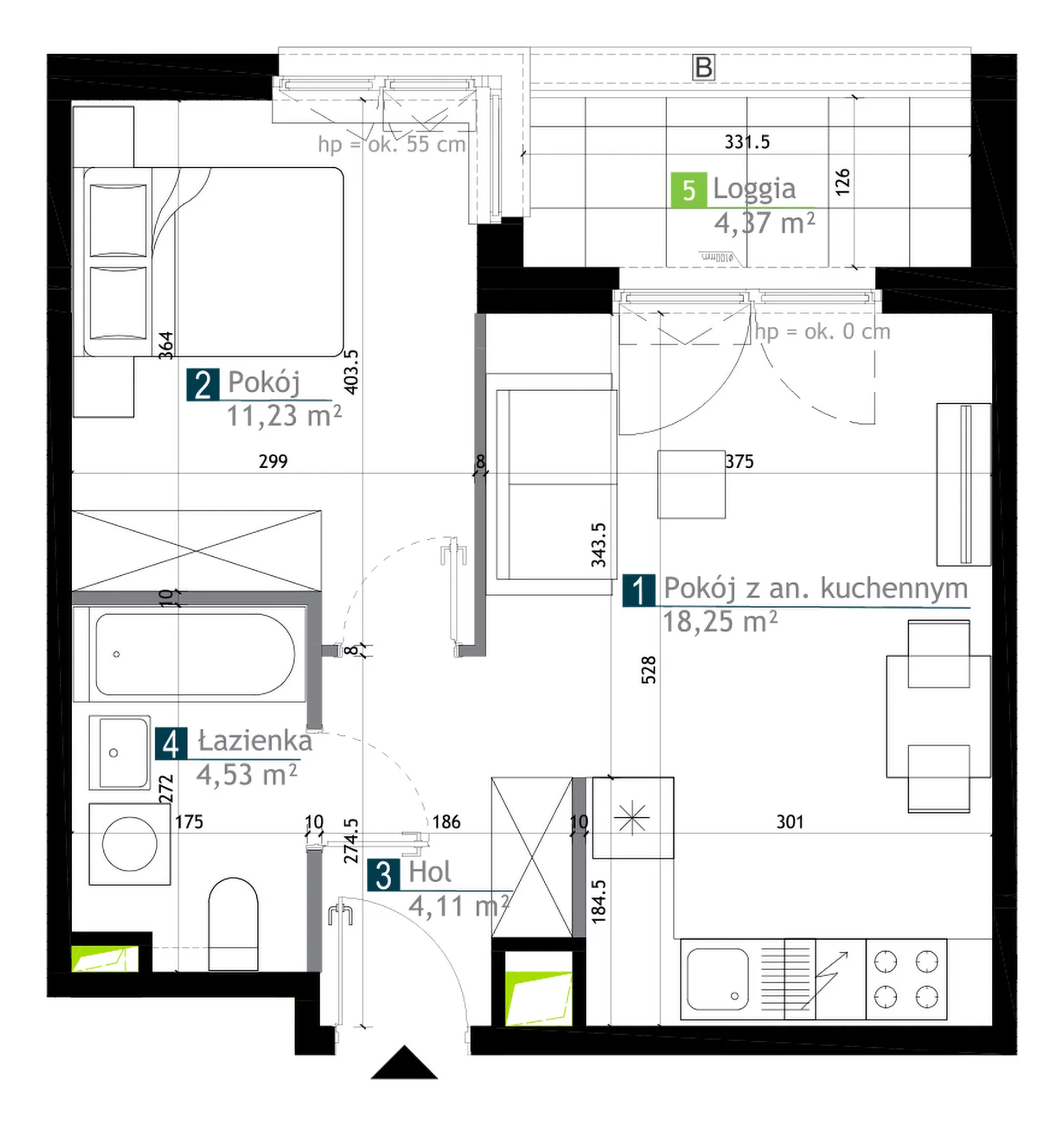 2 pokoje, mieszkanie 38,12 m², piętro 3, oferta nr AA0302, M Bemowo 3, Warszawa, Bemowo, Chrzanów, ul. Kopalniana