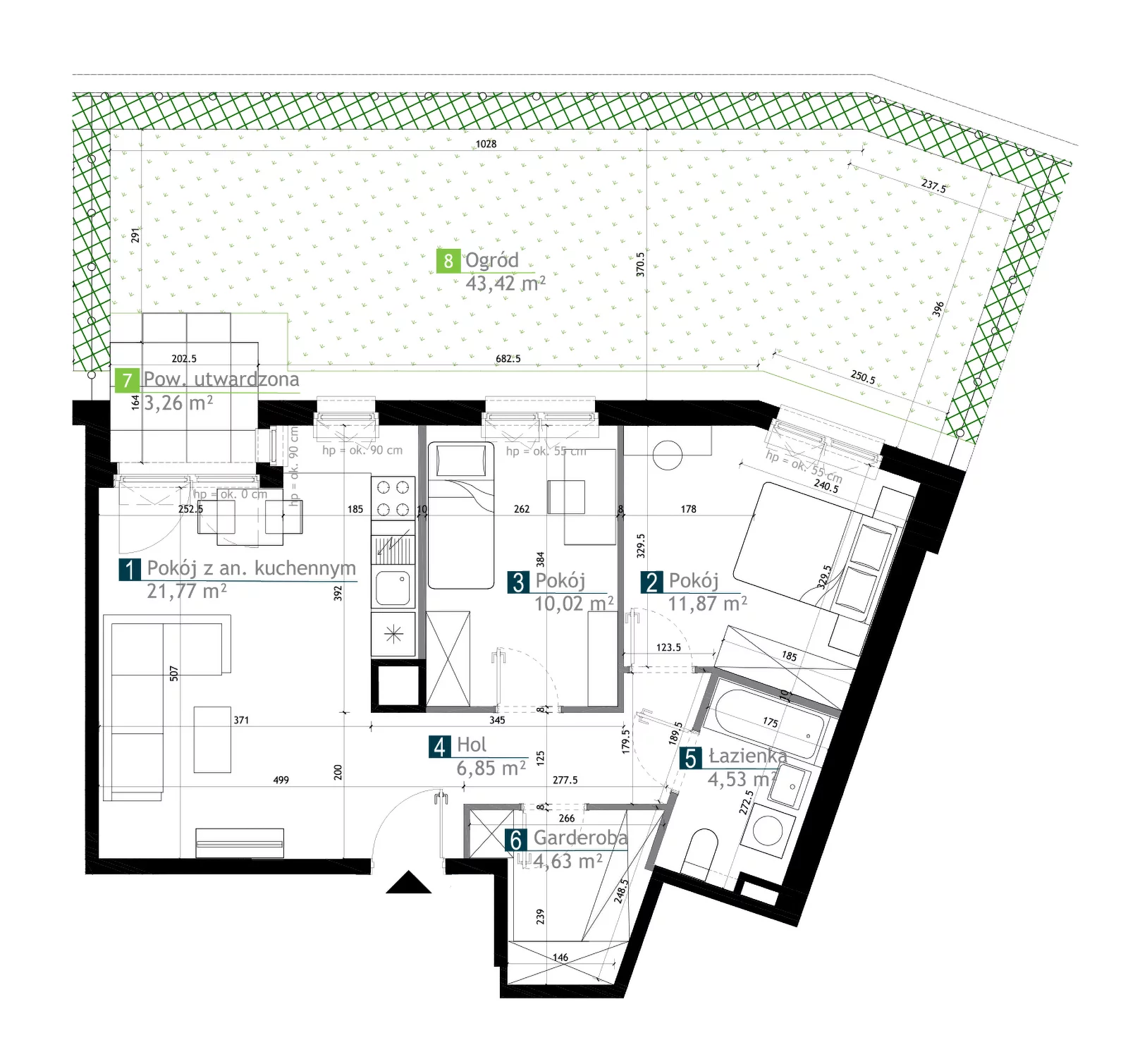 3 pokoje, mieszkanie 59,67 m², parter, oferta nr AB0003, M Bemowo 3, Warszawa, Bemowo, Chrzanów, ul. Kopalniana