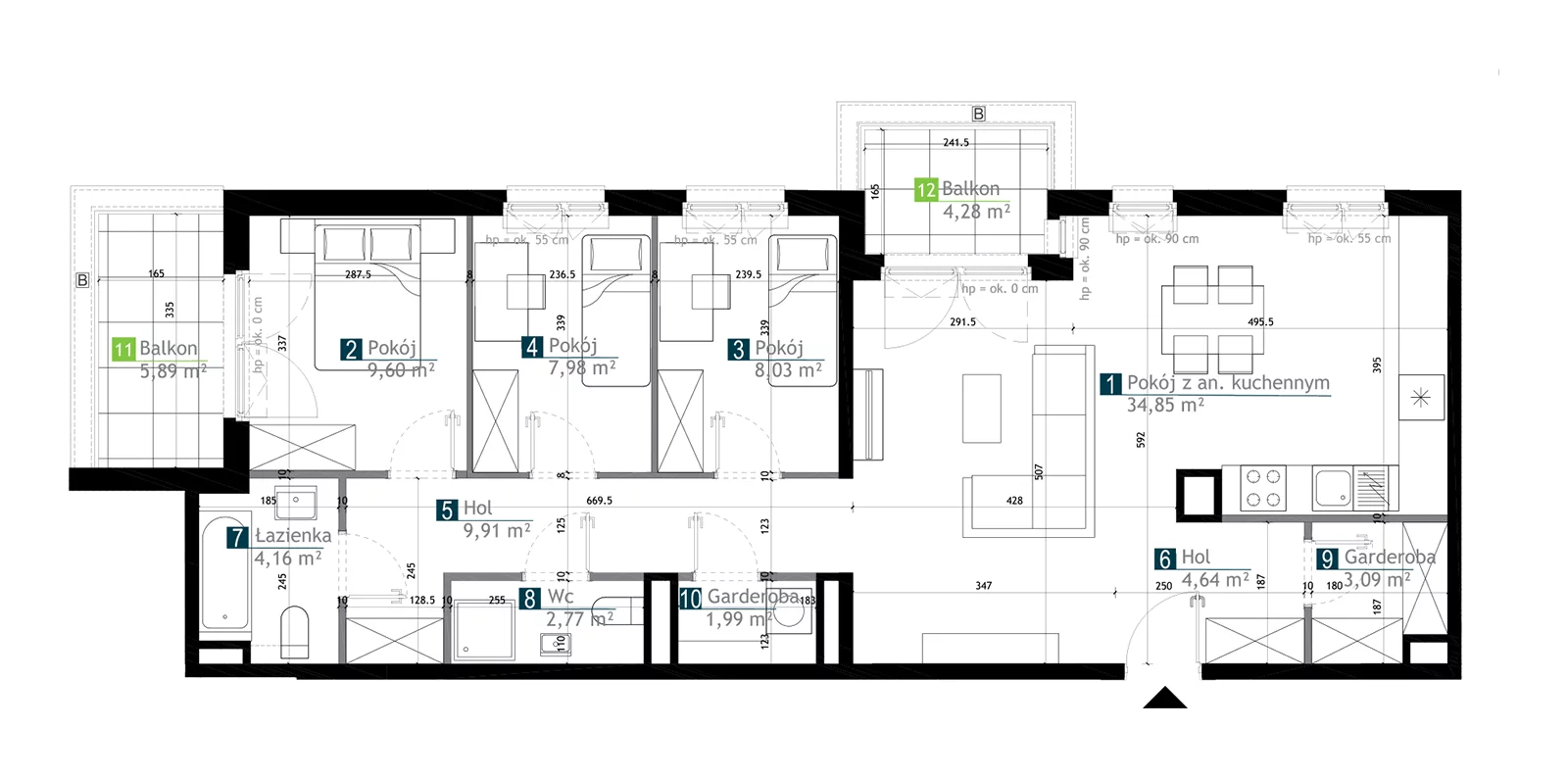 4 pokoje, mieszkanie 87,02 m², piętro 1, oferta nr AB0102, M Bemowo 3, Warszawa, Bemowo, Chrzanów, ul. Kopalniana