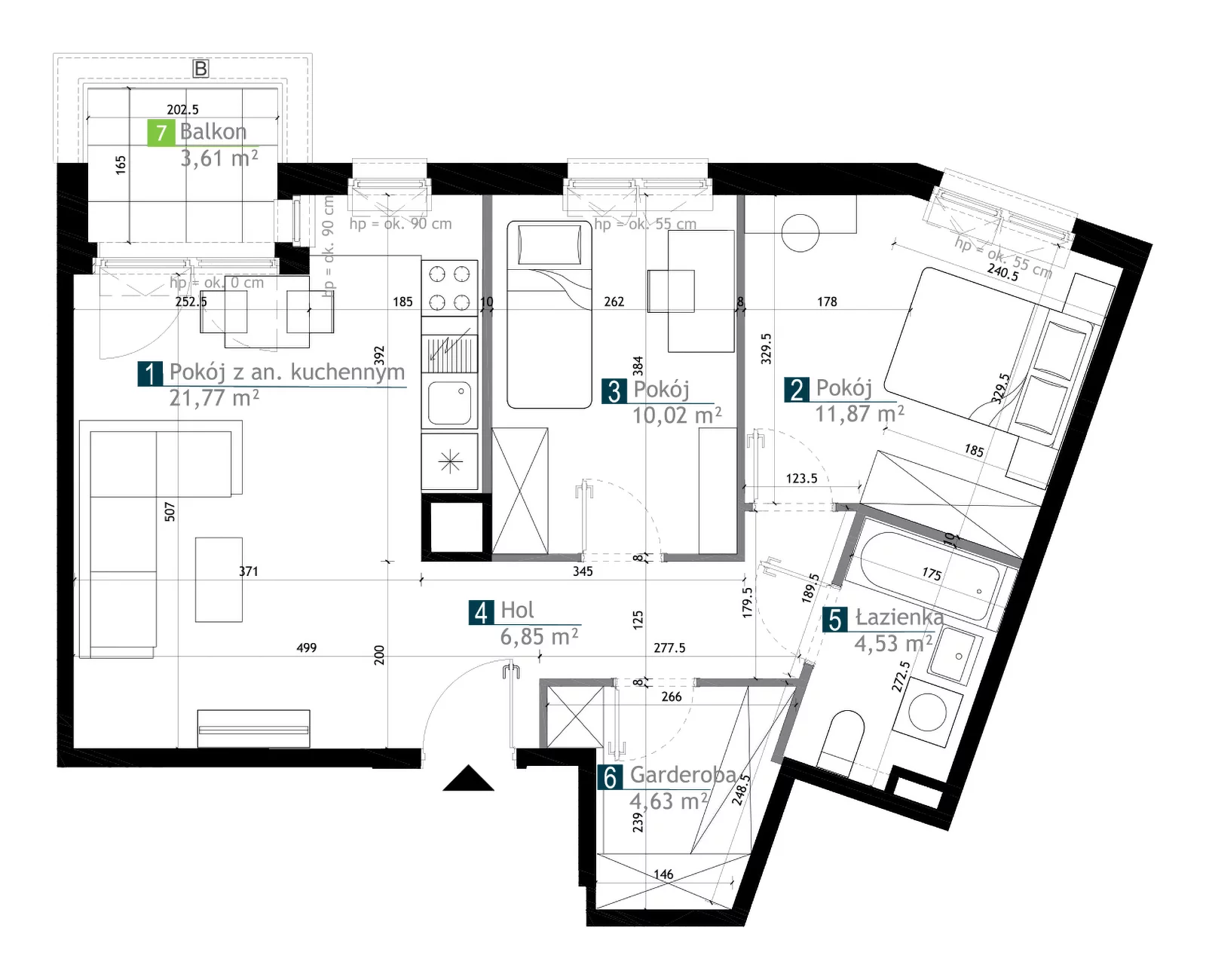 3 pokoje, mieszkanie 59,67 m², piętro 1, oferta nr AB0103, M Bemowo 3, Warszawa, Bemowo, Chrzanów, ul. Kopalniana