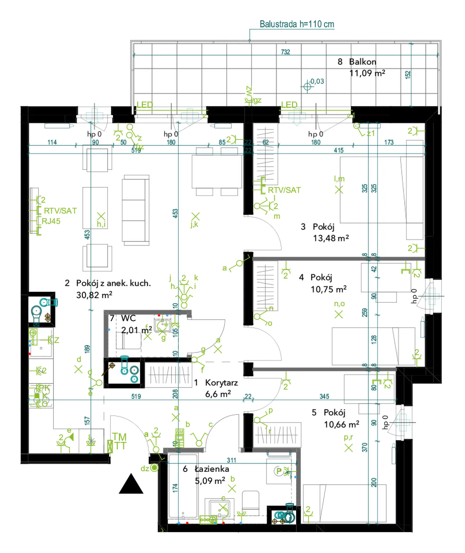 4 pokoje, mieszkanie 79,41 m², piętro 2, oferta nr AA0215, Neo Praga, Warszawa, Praga Południe, Grochów, ul. Drwęcka 12B