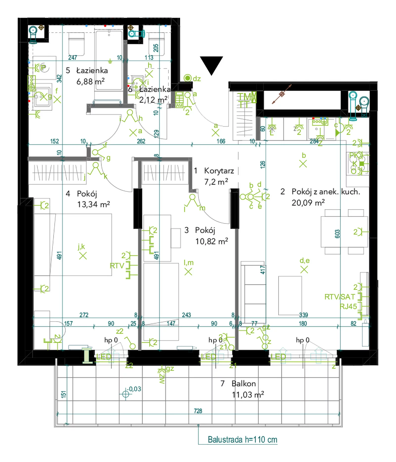 3 pokoje, mieszkanie 60,45 m², piętro 3, oferta nr AA0304, Neo Praga, Warszawa, Praga Południe, Grochów, ul. Drwęcka 12B