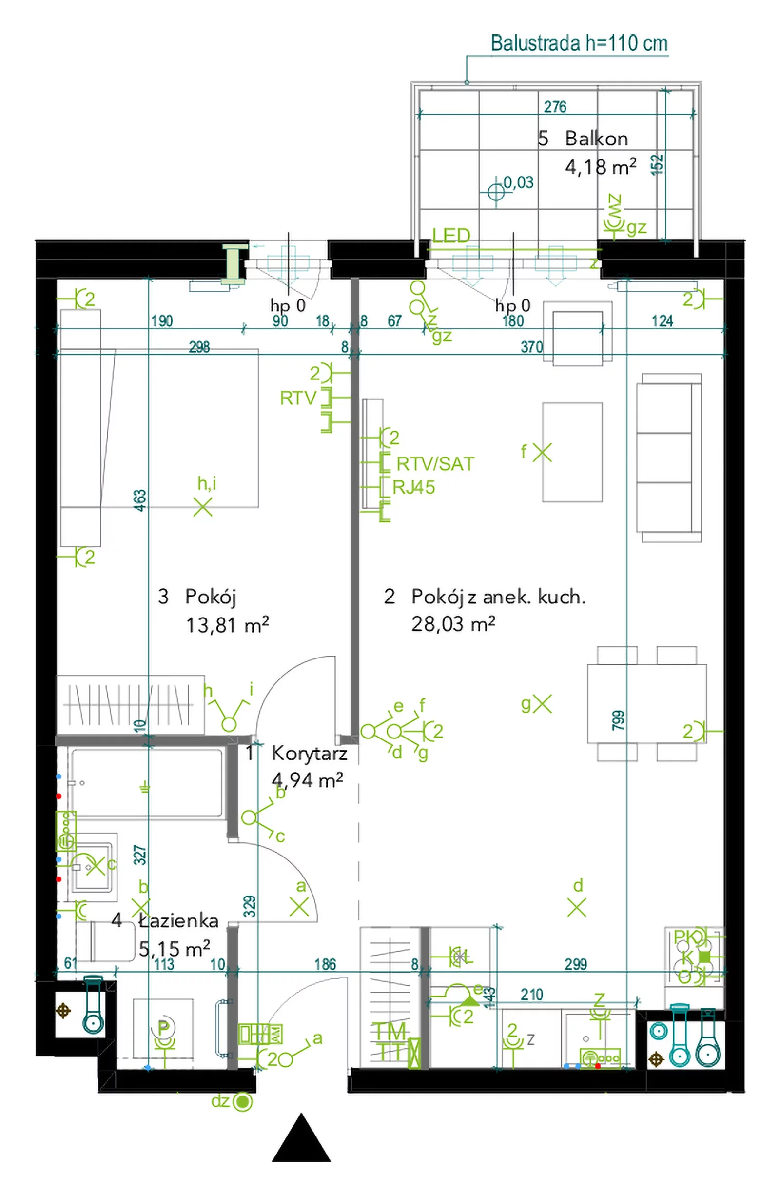 2 pokoje, mieszkanie 51,93 m², piętro 3, oferta nr AA0309, Neo Praga, Warszawa, Praga Południe, Grochów, ul. Drwęcka 12B
