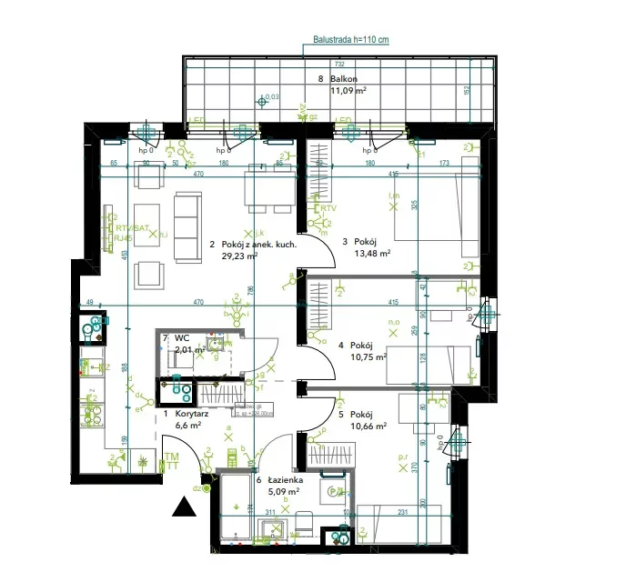 4 pokoje, mieszkanie 77,82 m², piętro 4, oferta nr AA0413, Neo Praga, Warszawa, Praga Południe, Grochów, ul. Drwęcka 12B