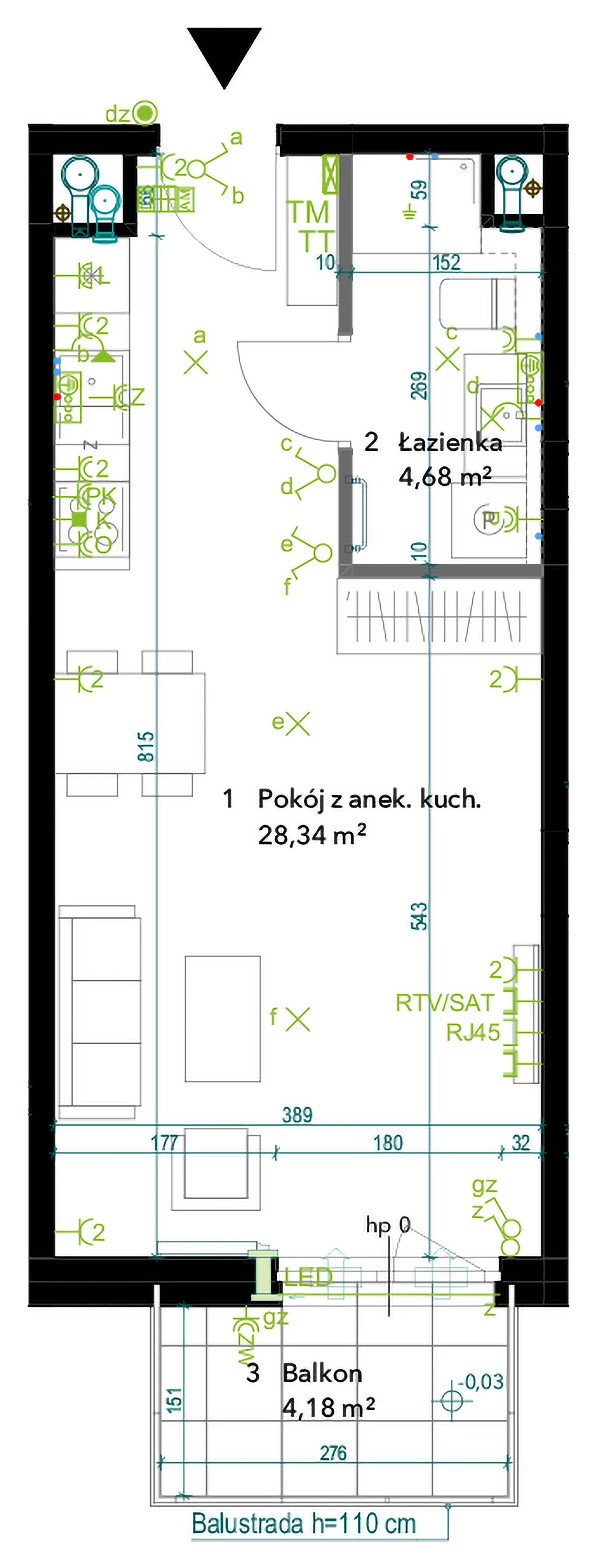 1 pokój, mieszkanie 33,02 m², piętro 4, oferta nr AA0415, Neo Praga, Warszawa, Praga Południe, Grochów, ul. Drwęcka 12B