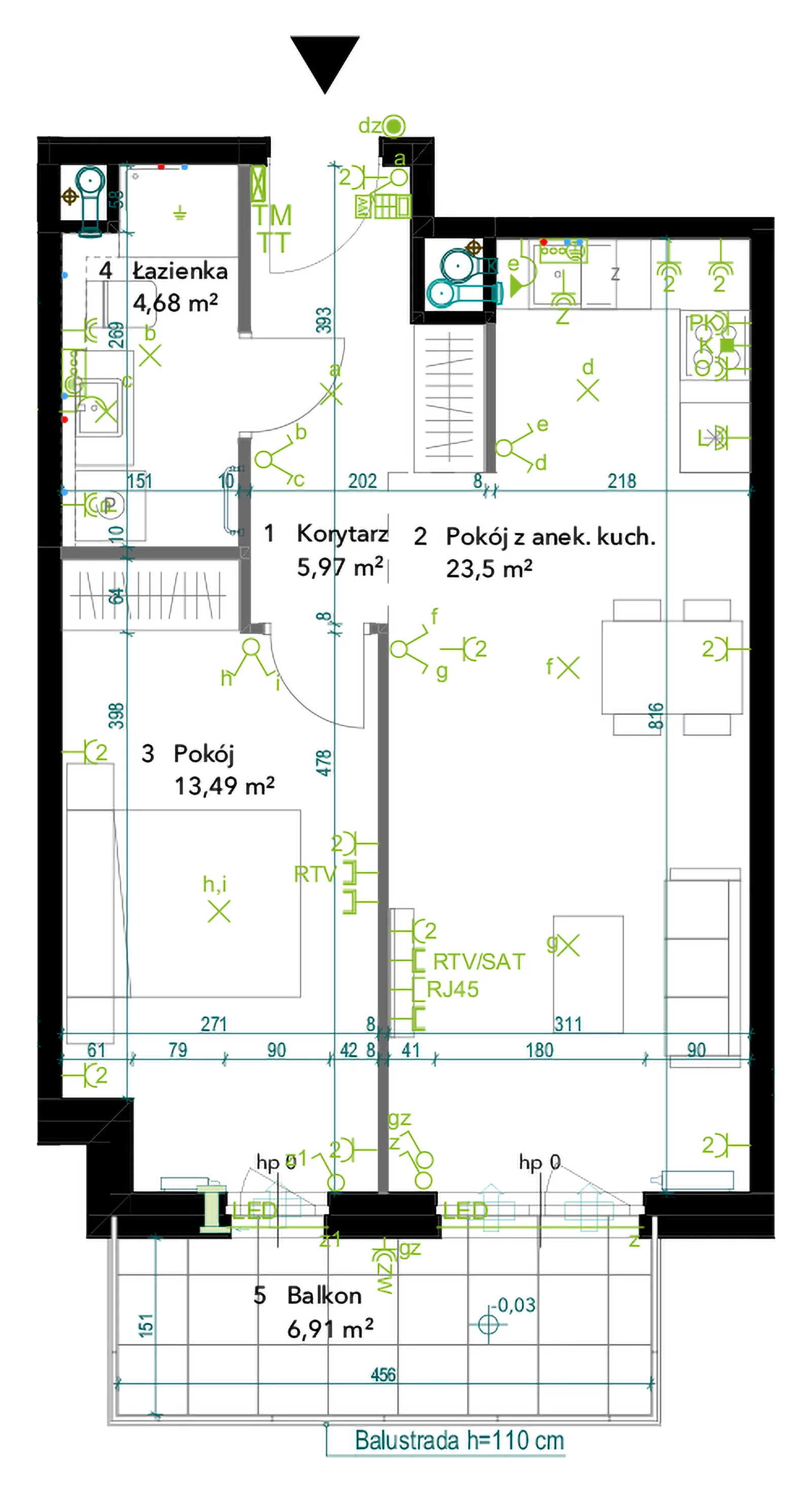 2 pokoje, mieszkanie 47,64 m², piętro 4, oferta nr AA0416, Neo Praga, Warszawa, Praga Południe, Grochów, ul. Drwęcka 12B
