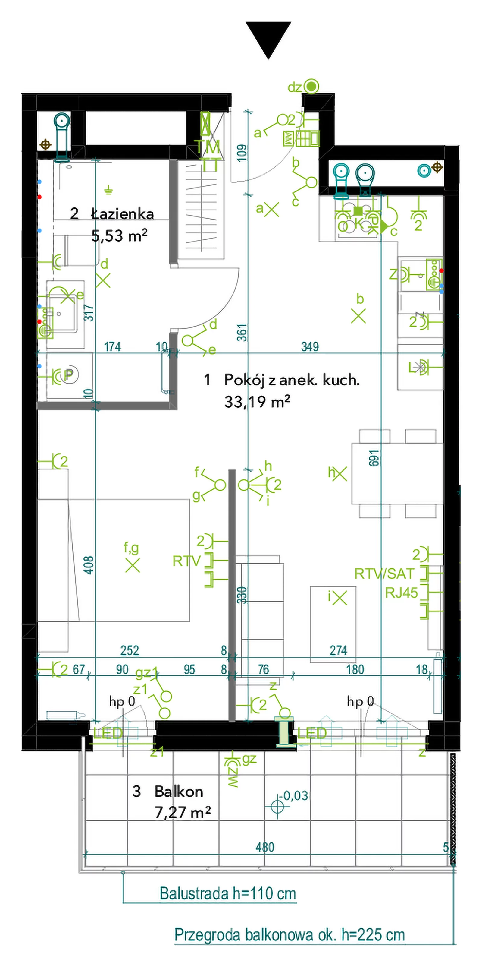 1 pokój, mieszkanie 38,72 m², piętro 5, oferta nr AA0503, Neo Praga, Warszawa, Praga Południe, Grochów, ul. Drwęcka 12B