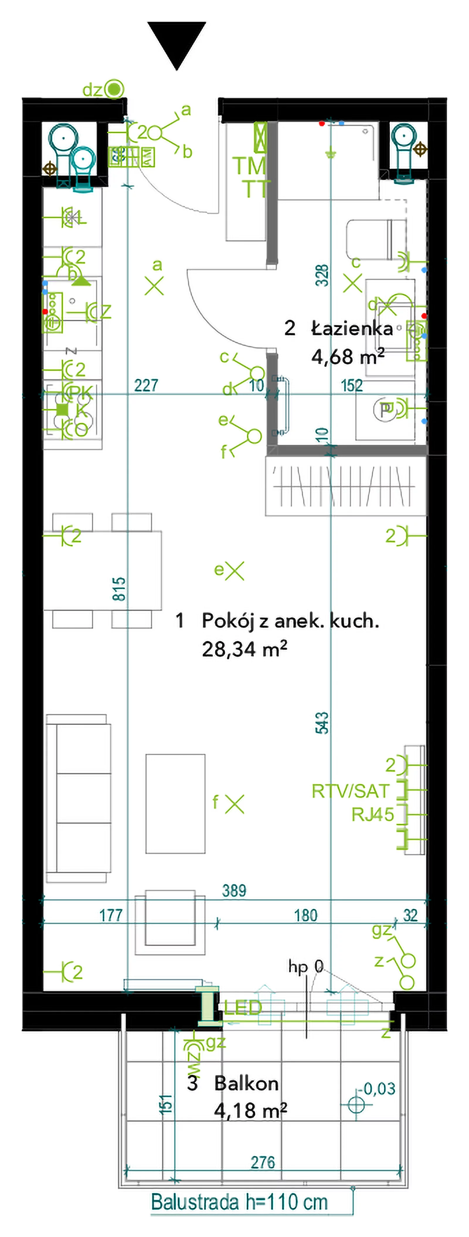1 pokój, mieszkanie 33,02 m², piętro 5, oferta nr AA0510, Neo Praga, Warszawa, Praga Południe, Grochów, ul. Drwęcka 12B