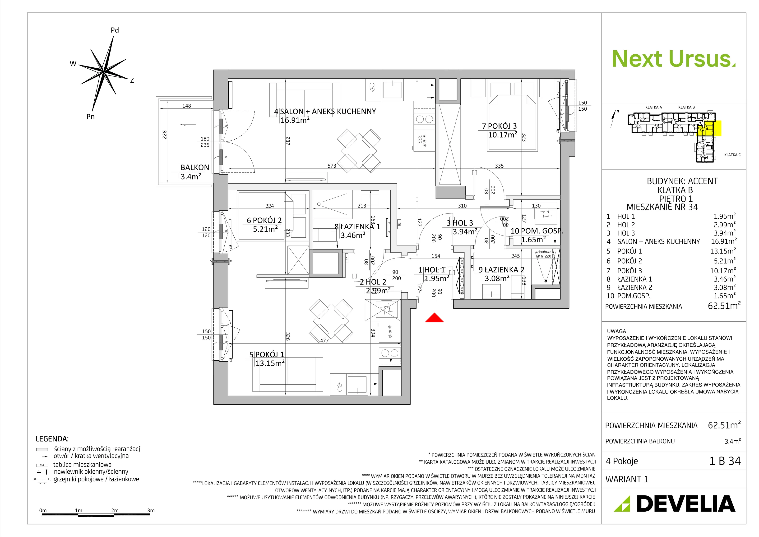 Mieszkanie 62,54 m², piętro 1, oferta nr AC/1B34, Next Ursus, Warszawa, Ursus, Szamoty, ul. Posag 7 Panien 18