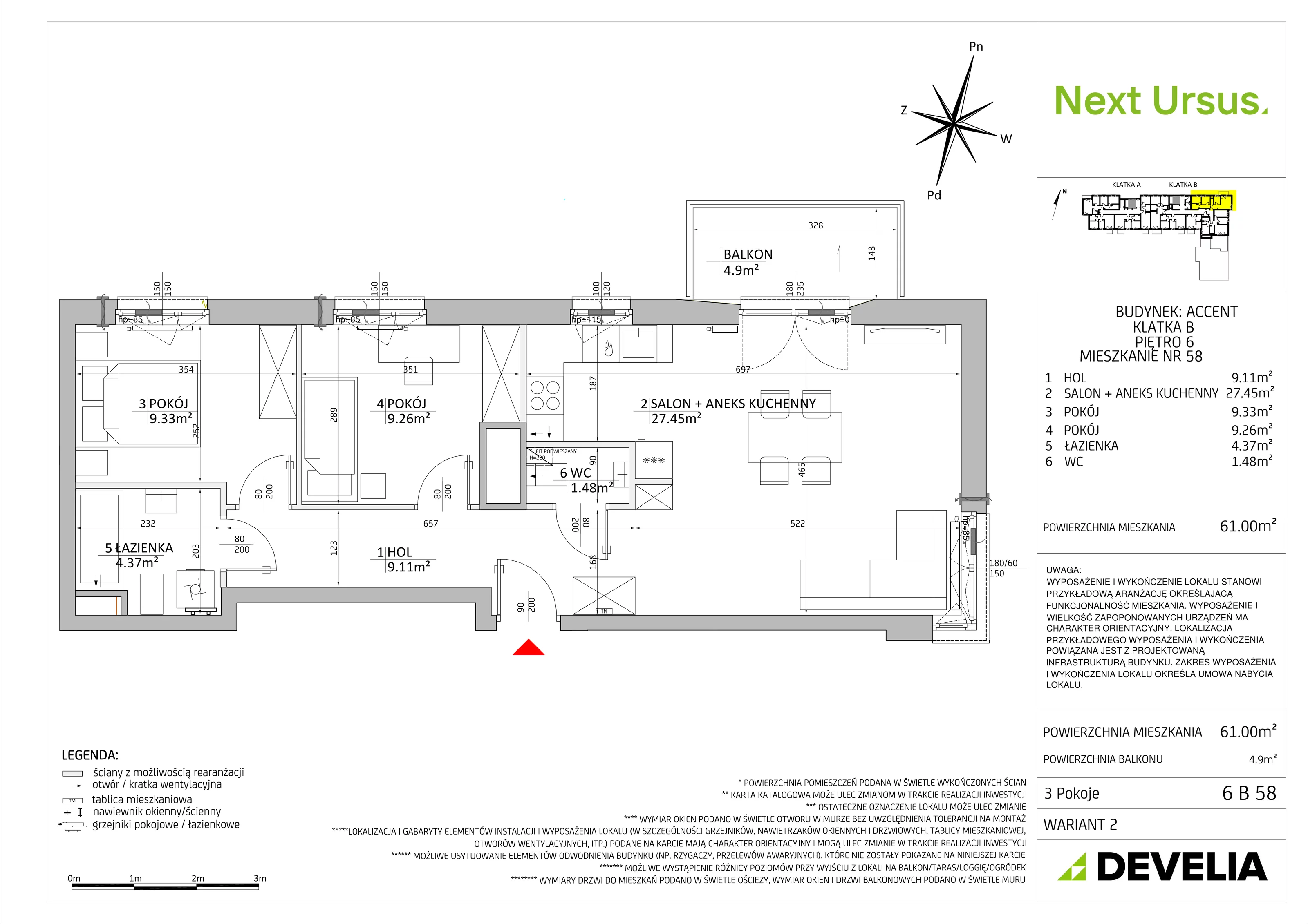 Mieszkanie 61,04 m², piętro 6, oferta nr AC/6B58, Next Ursus, Warszawa, Ursus, Szamoty, ul. Posag 7 Panien 18