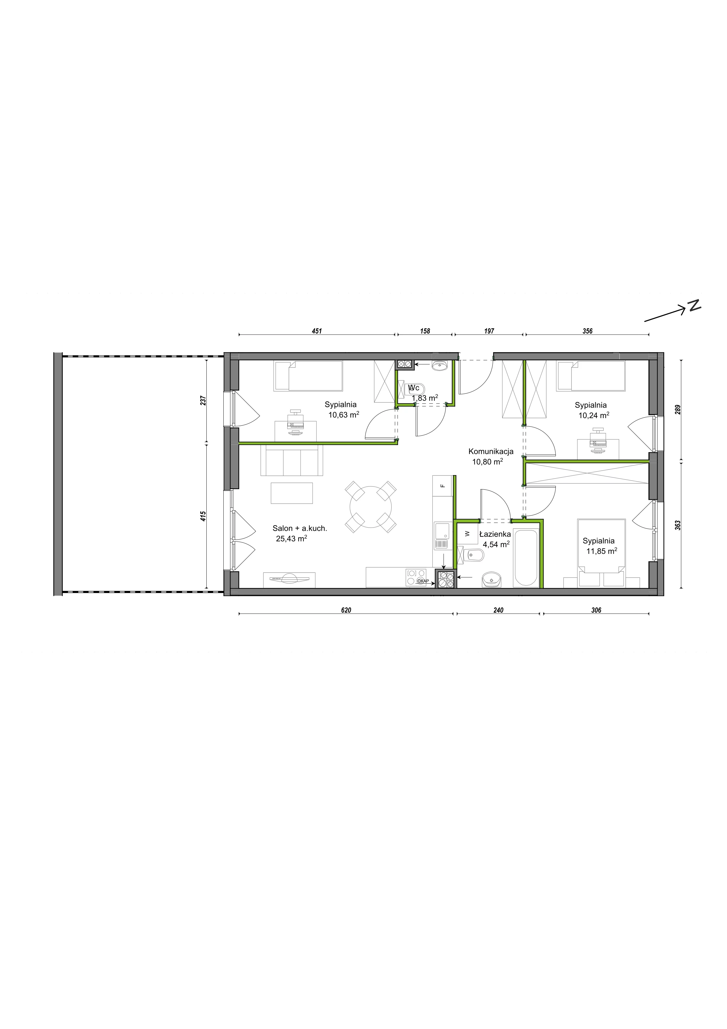 4 pokoje, mieszkanie 75,32 m², parter, oferta nr B1/B/01, Orawska Vita, Wrocław, Ołtaszyn, Krzyki, ul. Orawska 73